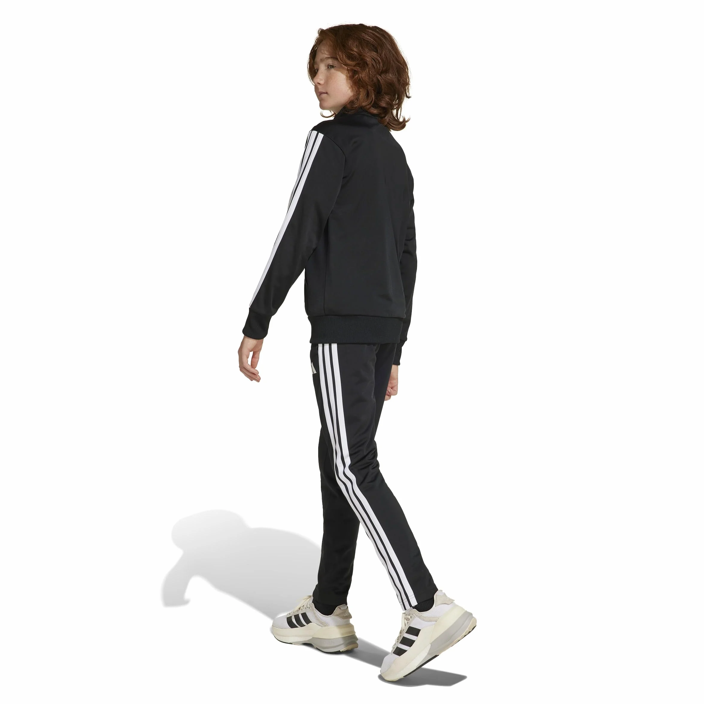 adidas Uniseks - dzieci Seasonal Essentials Tiberio 3 Stripes Tricot Track Suit, Black/White/Grey Two, 9-10 Years