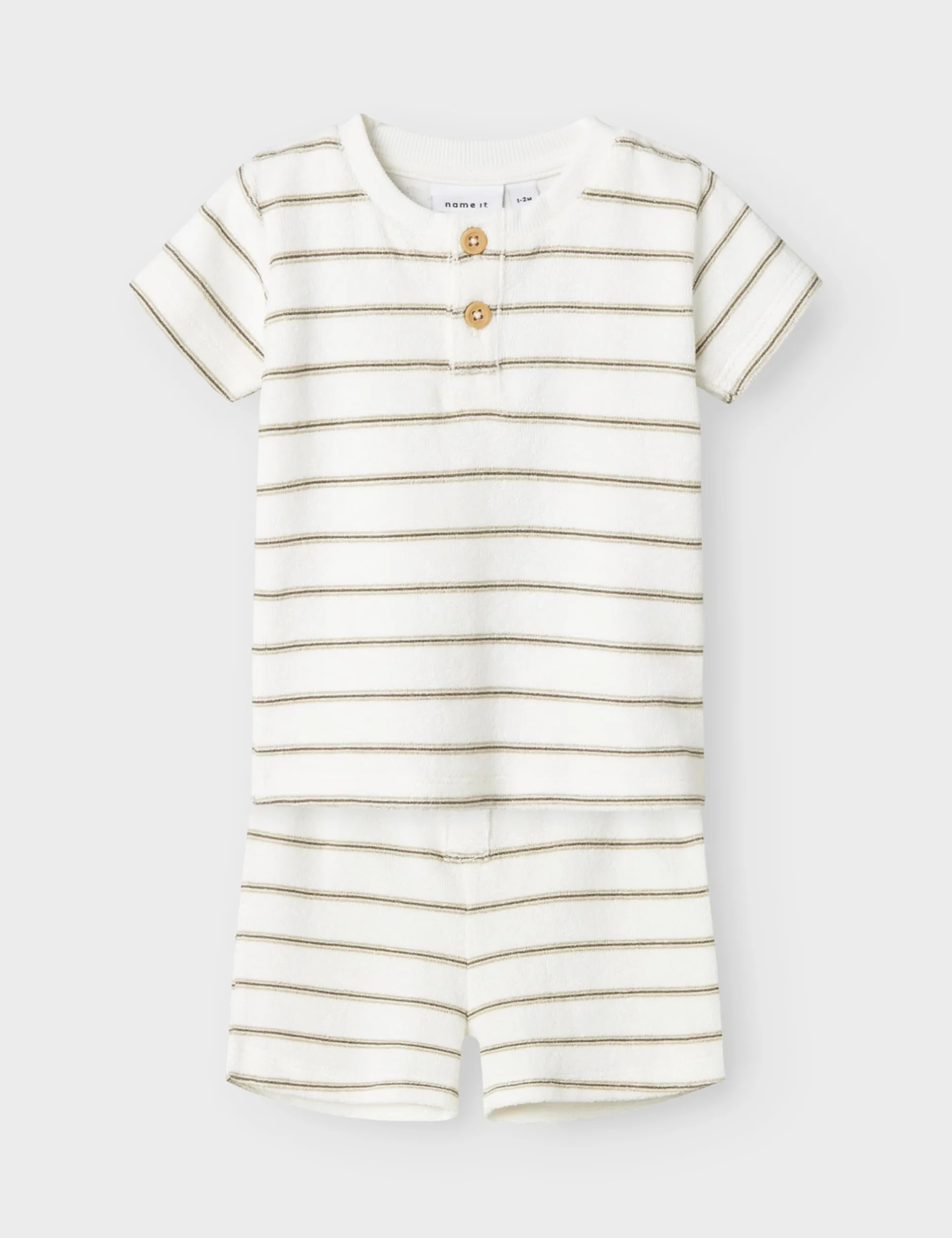 NAME IT Unisex Nbnoterry Ss Top Set, Cloud Dancer, 74