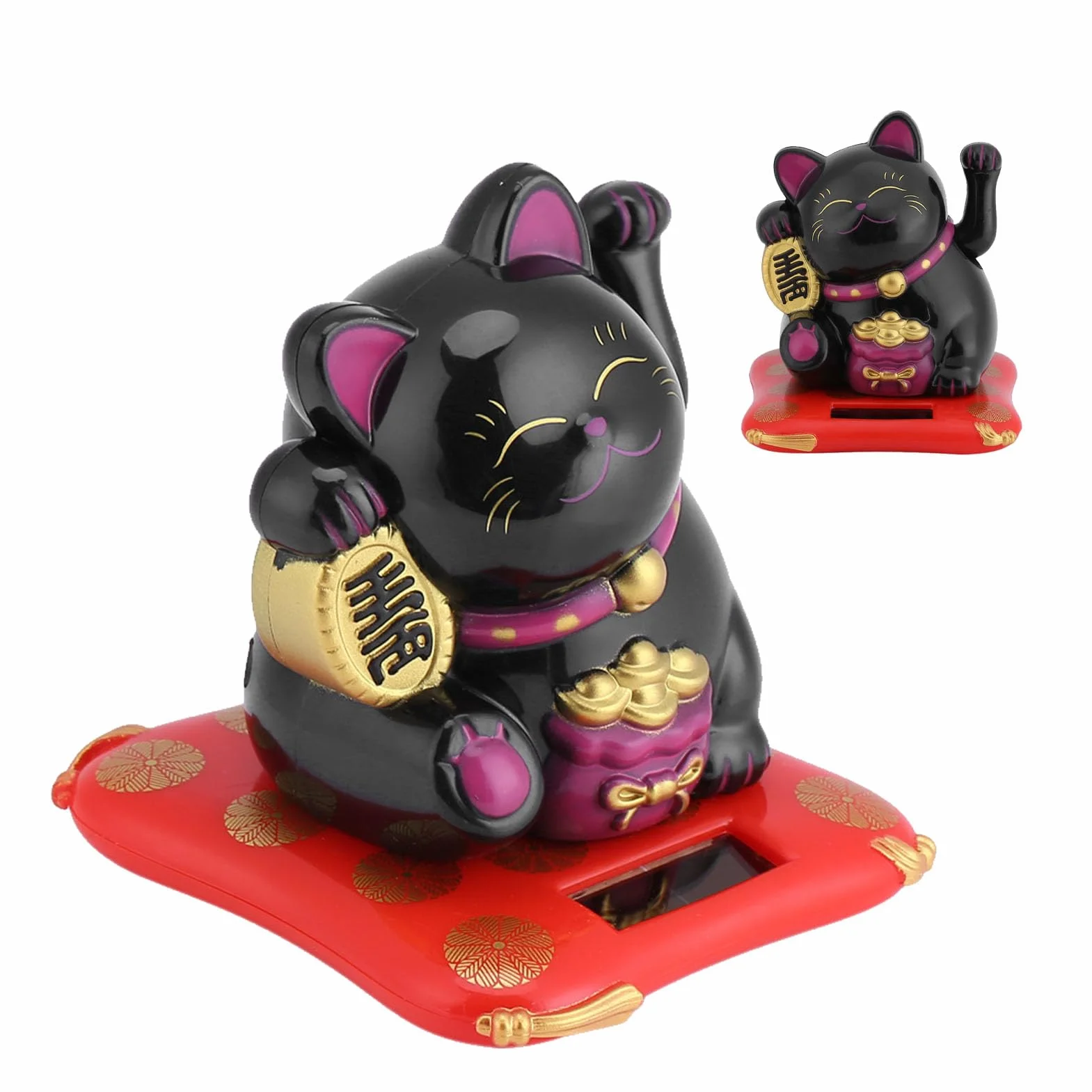 Maneki Neko machający kot, zasilany energią słoneczną, słodki kot, kot, szczęście, kot, powitalny kot, dekoracja do domu i samochodu, macha z tworzywa sztucznego