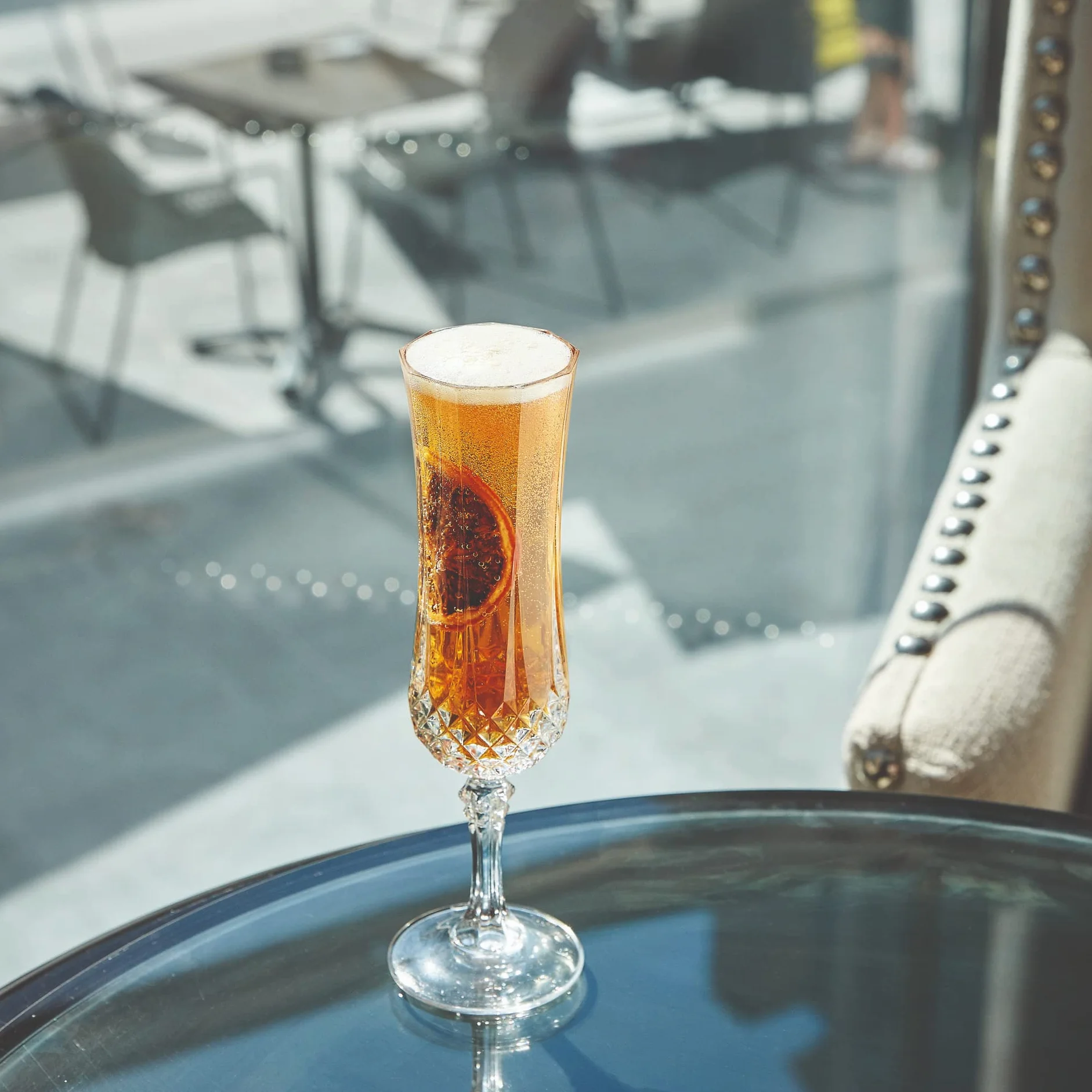 Cristal d'Arques Paris - Kolekcja Longchamp - 6 fletów do szampana 14cl w Kwarx - Błyszczący, przezroczystość i wysoka wytrzymałość - Ikoniczne listwy - Wyprodukowano we Francji