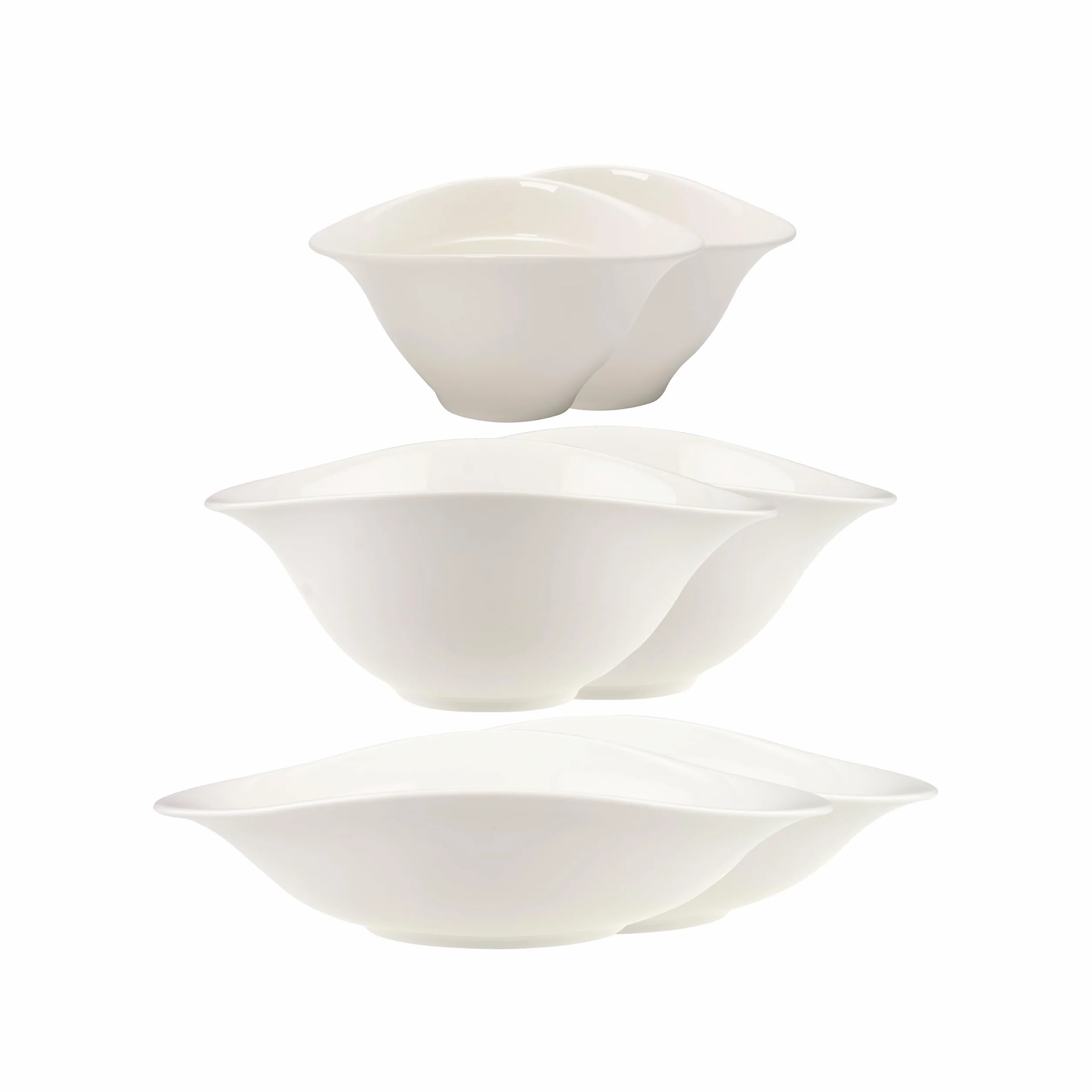 Villeroy & Boch – Vapiano zestaw misek Trio, 6-cz. zestaw naczyń, idealny do obiadu dla dwóch osób, porcelana Premium, można myć w zmywarce, można używać w kuchence mikrofalowej, kolor biały