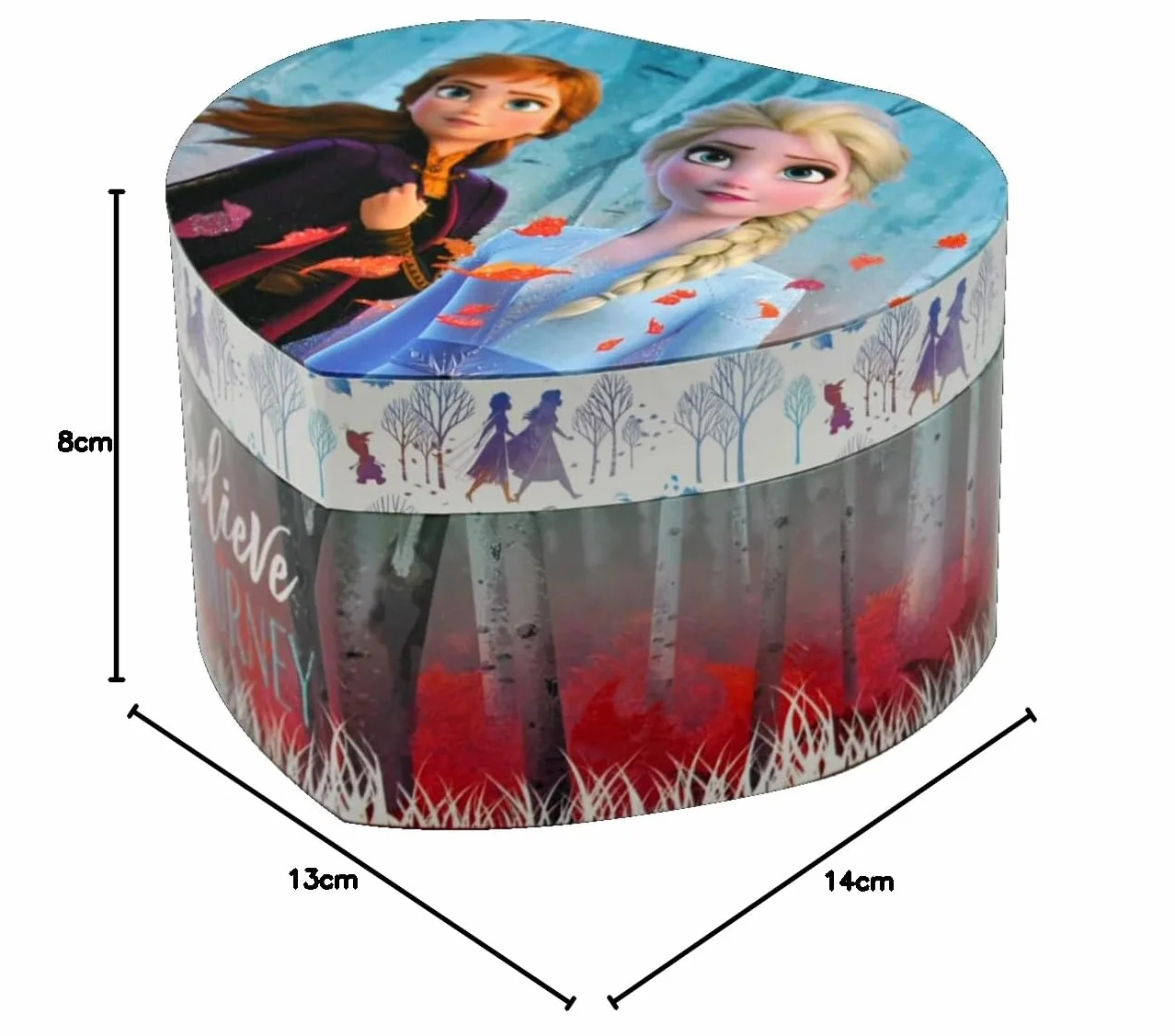 Pudełko na biżuterię z pozytywkami, Disney, Kraina Lodu II, Elsa i Anna, szkatułka na biżuterię w kształcie serca, 14,8 x 13,5 x 8,6 cm