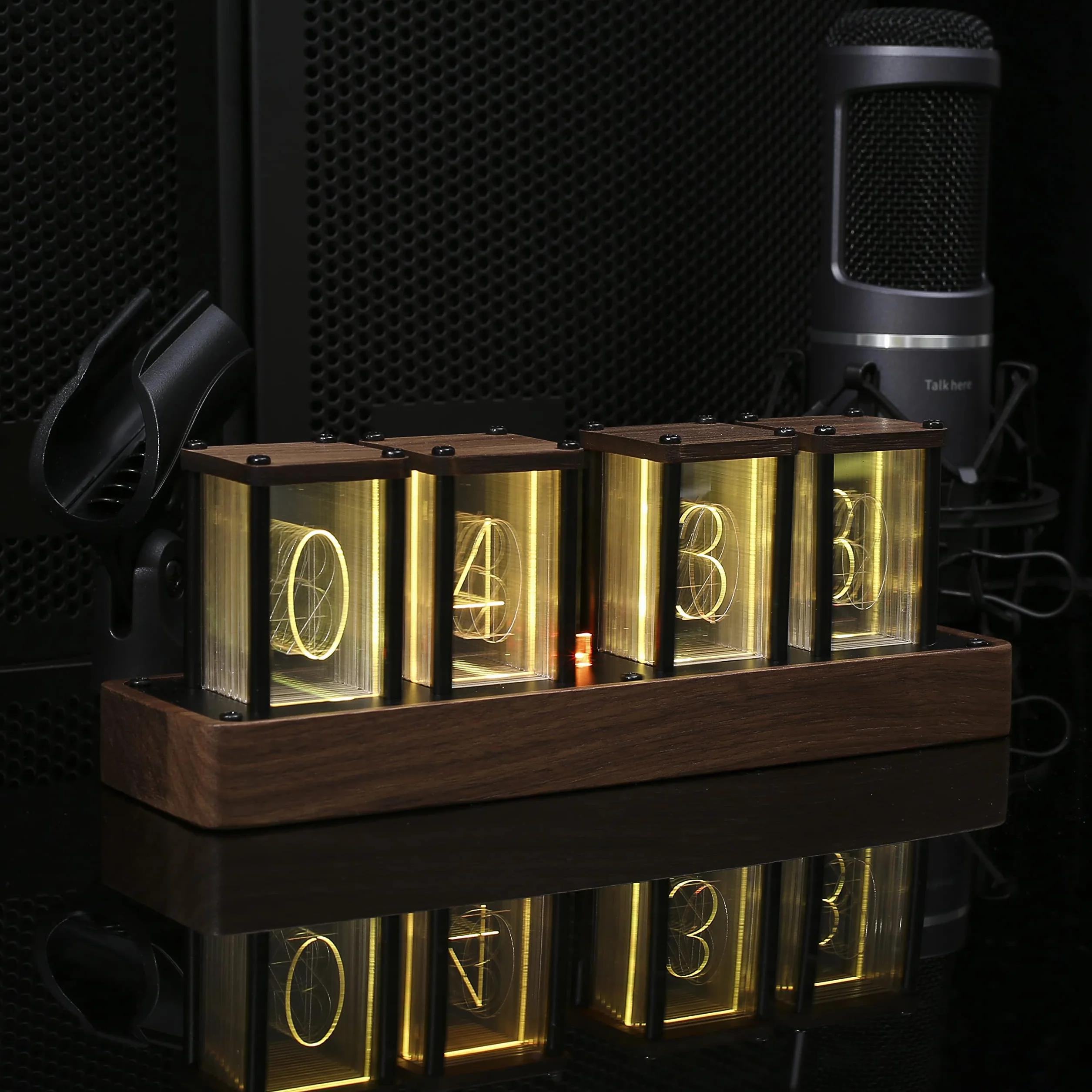Qianjie Nixie zegar rurkowy drewniany cyfrowy 12/24 h alarm retro