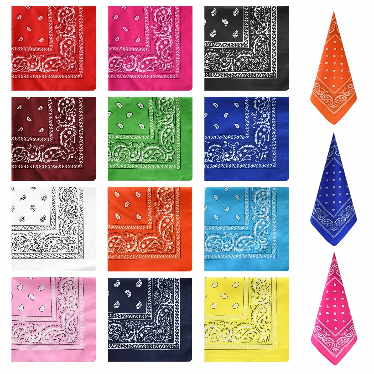 12 sztuk bandany damskie, 55x55cm chustka na głowę męska, kwadratowa bandana męska z poliestru, 12 kolorów paisley bandana chustka na szyję, dla dorosłych i dzieci