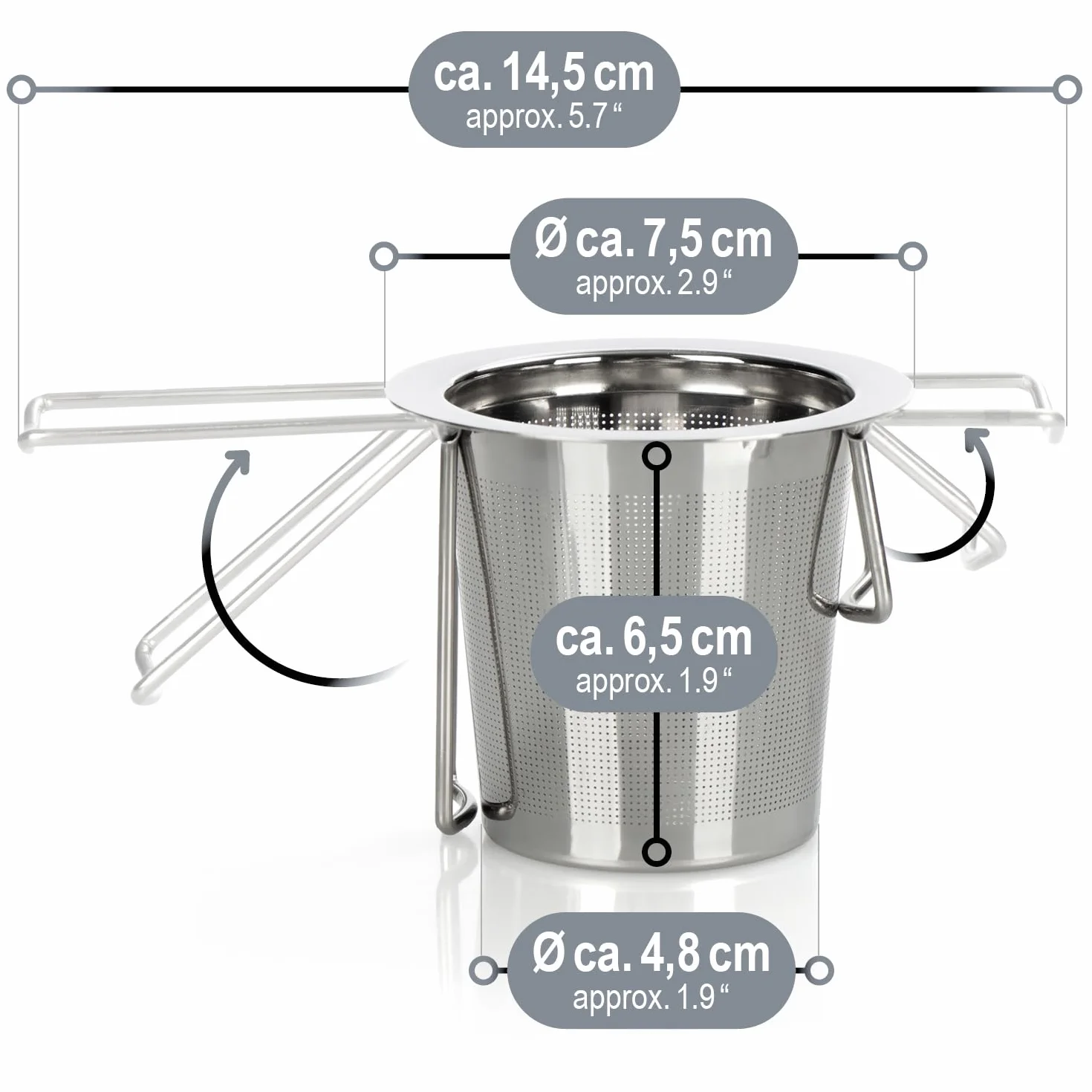 com-four® 2x zaparzacz do herbaty ze stali nierdzewnej sitko wielokrotnego użytku z uchwytem