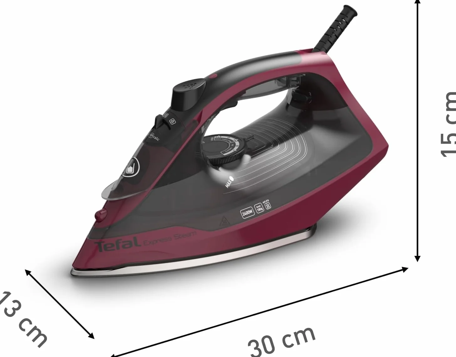TEFAL FV2846 EXPRESS STEAM żelazko parowe 2400 W 40 g/min 180 g/min Anti-Drip 270 ml bordowy/białe
