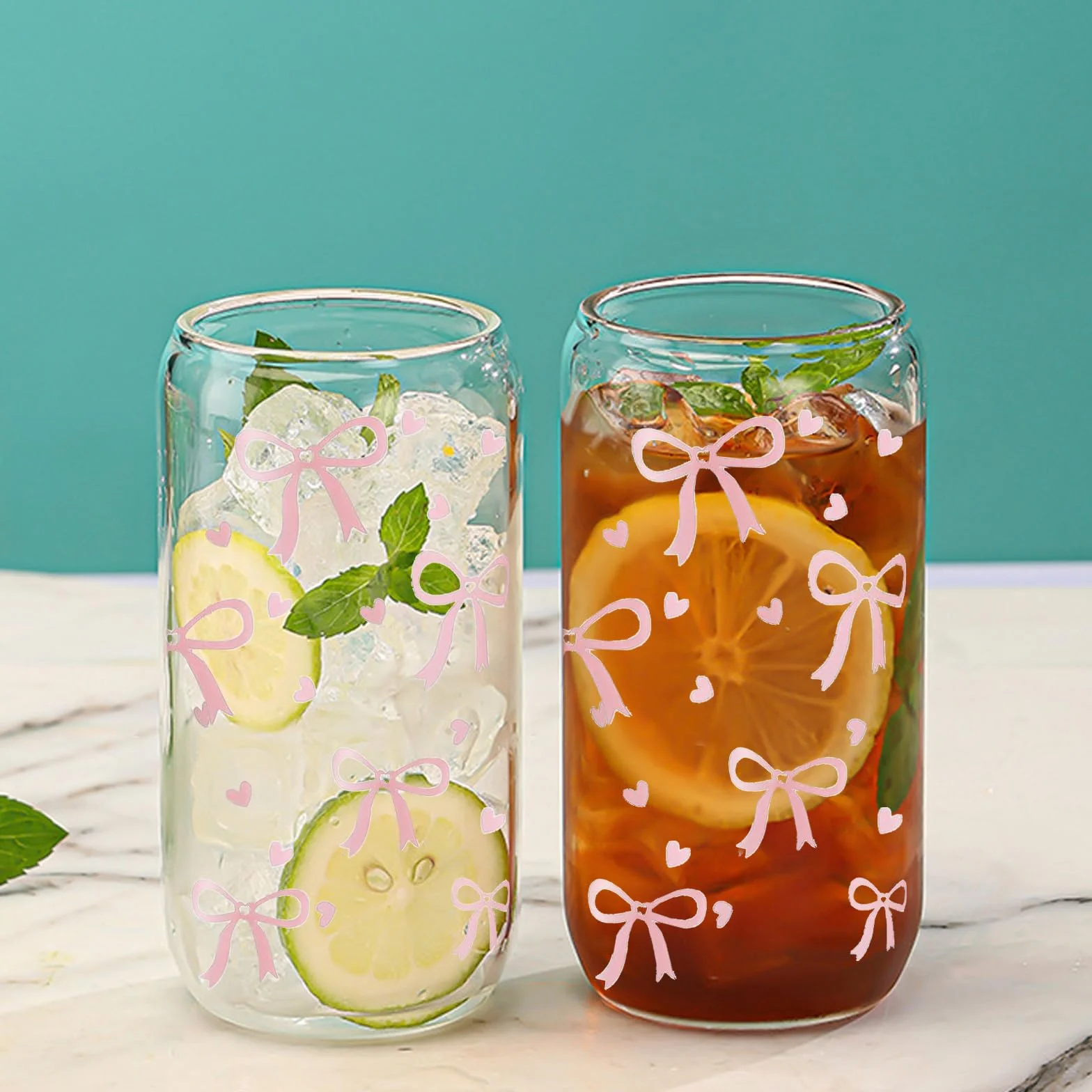 HIQE-FL Szklanki do picia pokrywką, kubek do herbaty bąbelkowej słomką, do smoothie i latte