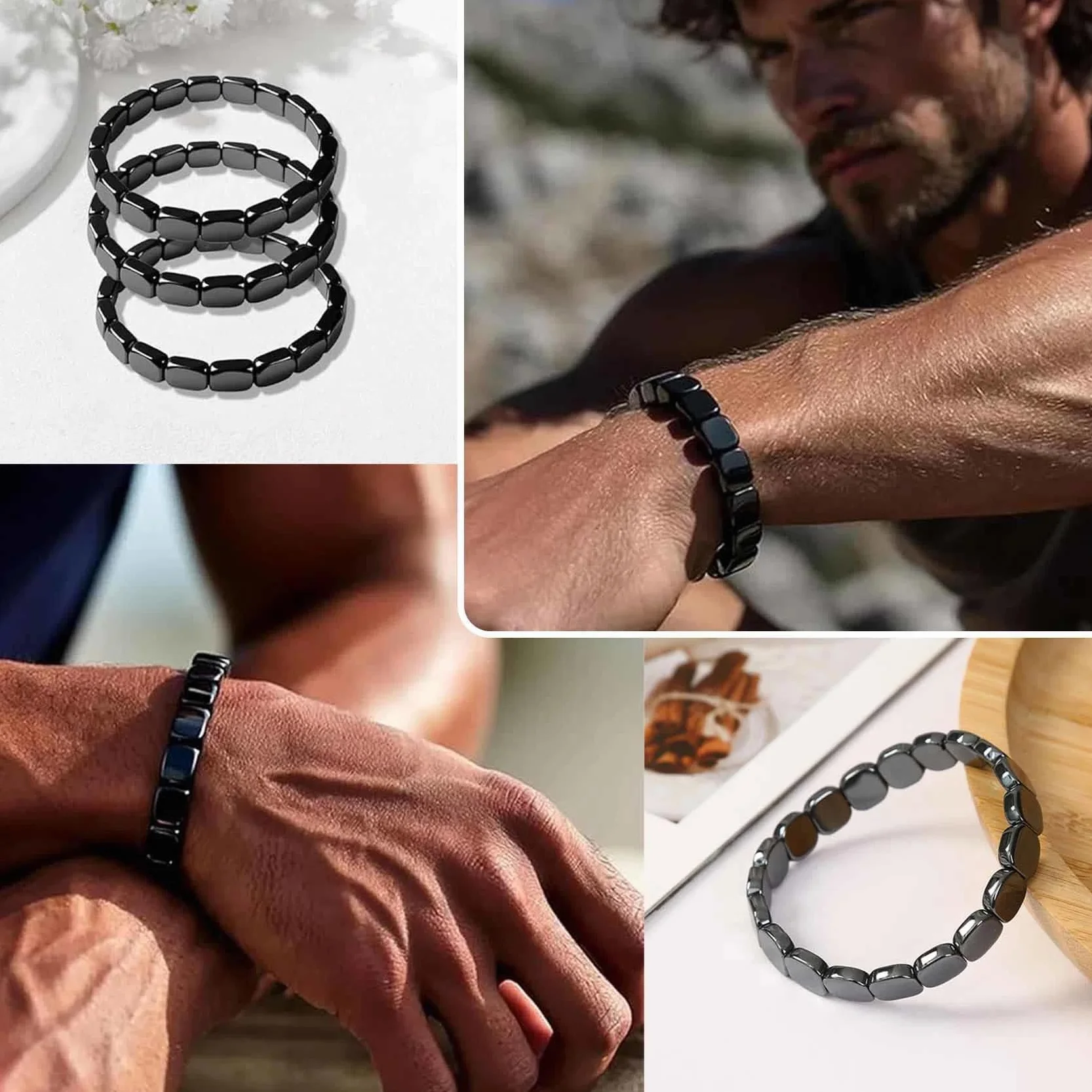 Hemios Hematite Bracelet,Hemys Hematite Bracelet for Men,For Embody Resilience and Vitality,Restore Confidence & Your Edge,Gift for Dad,Husband,Boyfriend