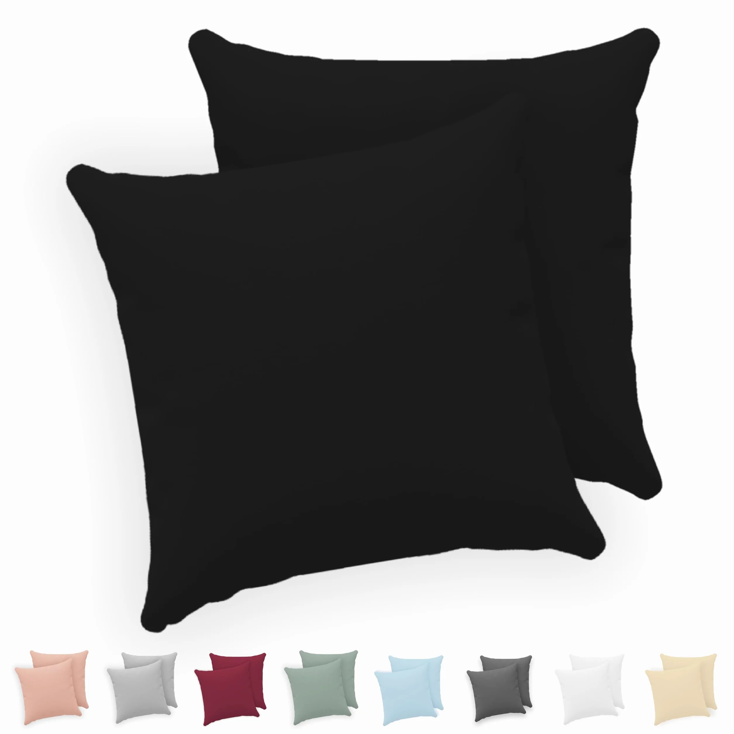 Poszewka na poduszkę Twinzen® 30x30 cm (zestaw 2 szt.) - 100% bawełna Jersey 150 GSM - Czarna - Poszewka na poduszkę 30x30 cm - Poszewka na poduszkę z zamkiem błyskawicznym - Certyfikat Oeko-Tex