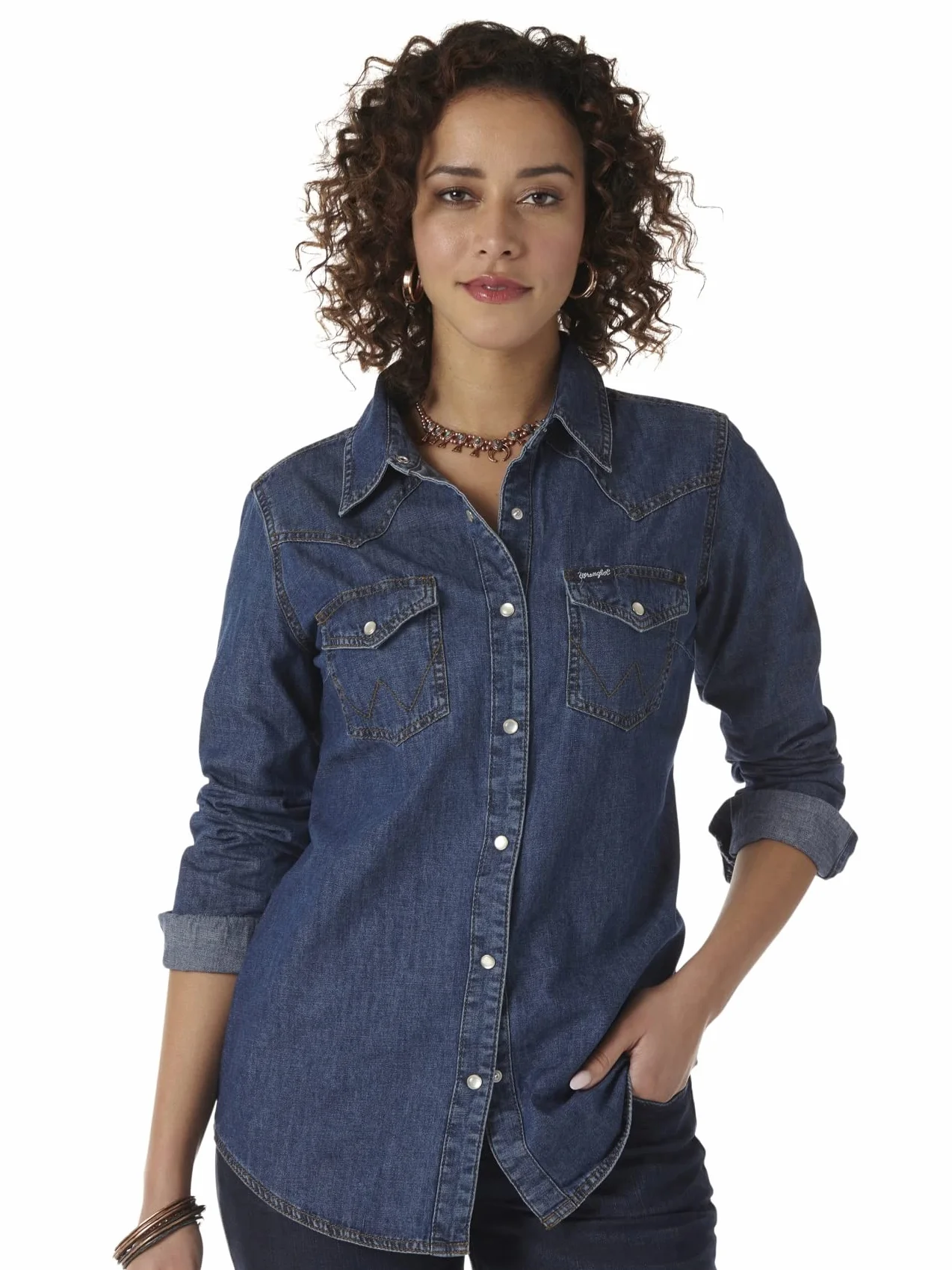 Wrangler Koszula Kobiety Western Long Sleeve Denim Snap Shirt (1 w zestawie)