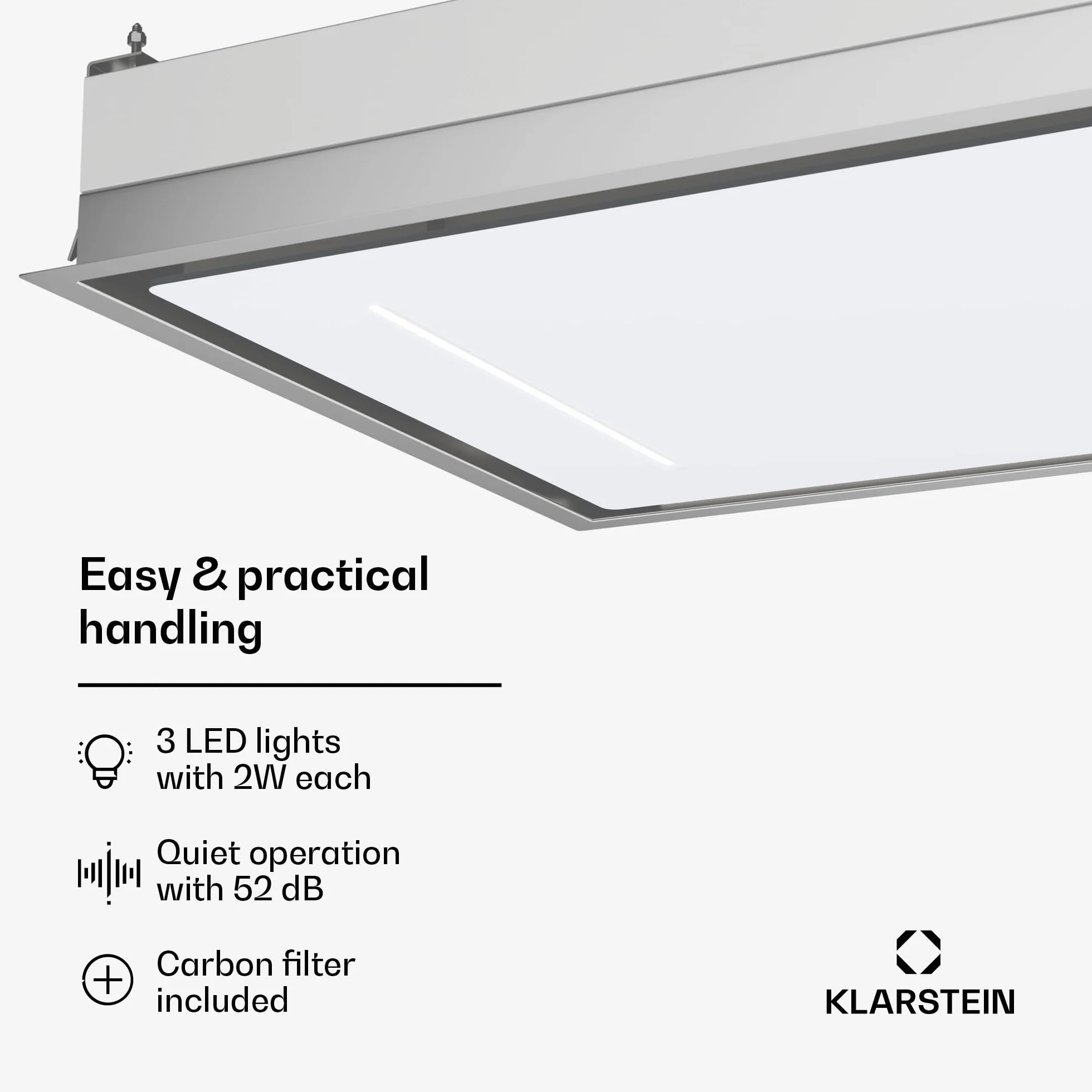 Klarstein LuxeAir okap kuchenny – strumień powietrza 750 m³/h, efektywność energetyczna, sterowanie Wi-Fi, silnik 110 W, obsługa dotykowa, oświetlenie LED, aluminiowy filtr przeciwtłuszczowy, osłona