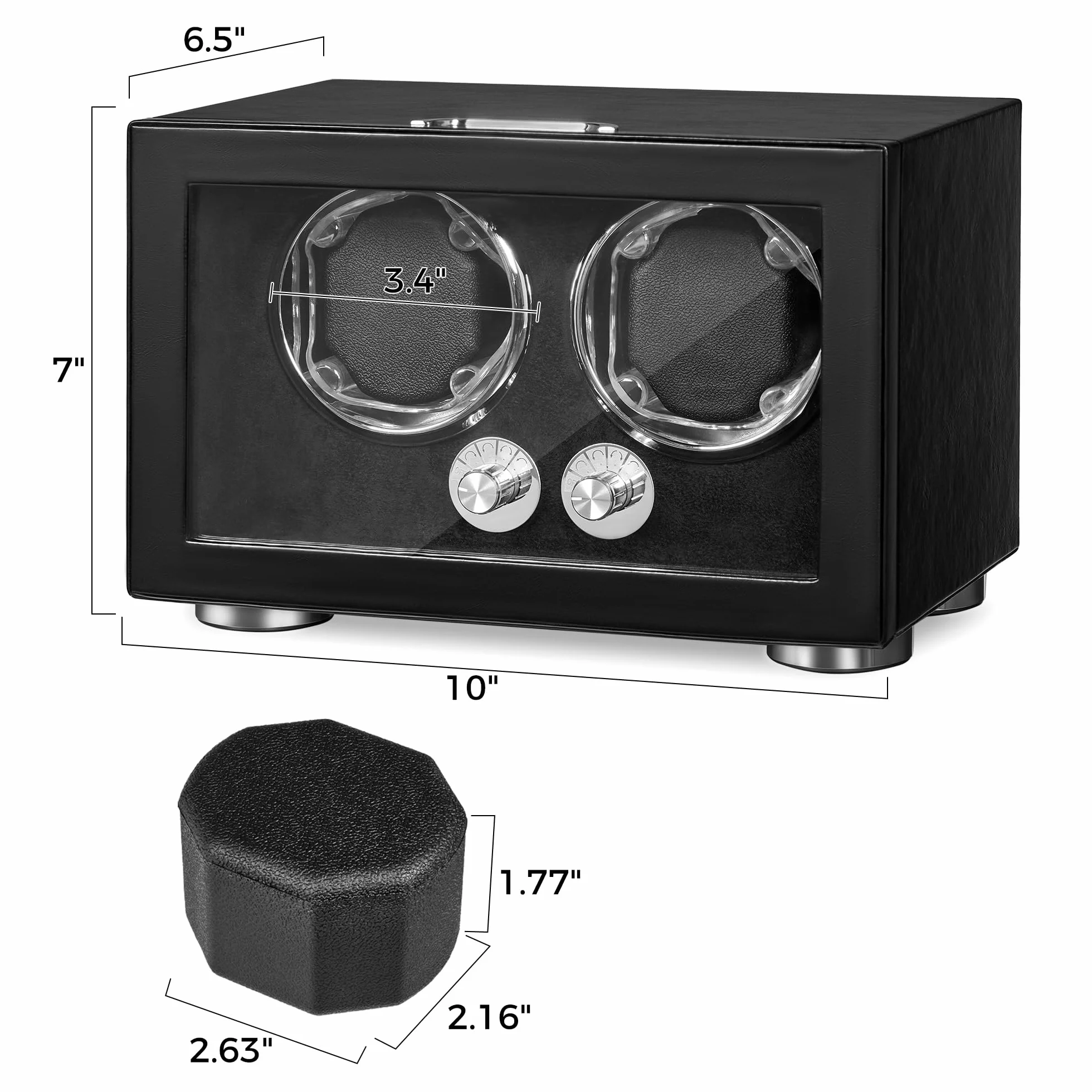 ANWBROAD JWW004B Rotator do zegarków automatycznych, podwójny rotator z diodami LED i 4 trybami obrotu, super cichy silnik Mabuchi, pudełko z adapterem, prezent dla mężczyzn