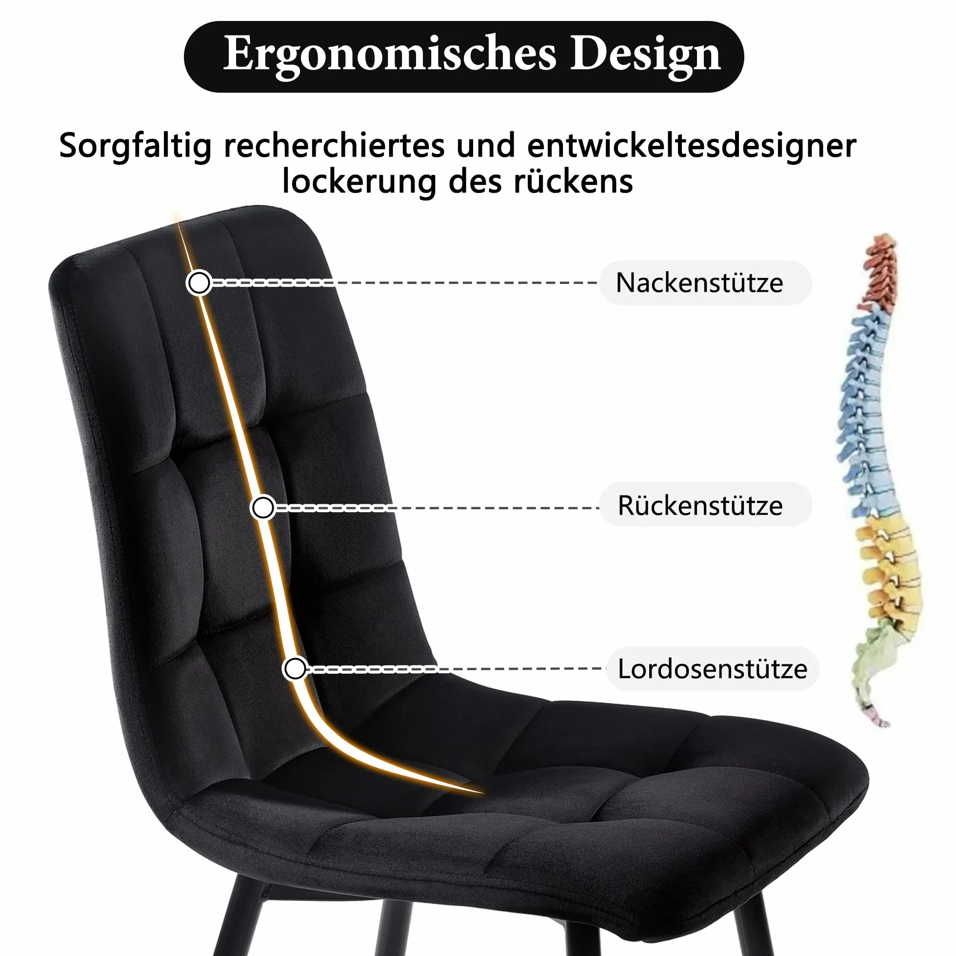 Zestaw do jadalni 5-częściowy: nowoczesny stół do jadalni z 4 aksamitnymi krzesłami, blat z płyty MDF, czarne metalowe nogi, ergonomiczny design, idealny do jadalni i kuchni, elegancki komfort.