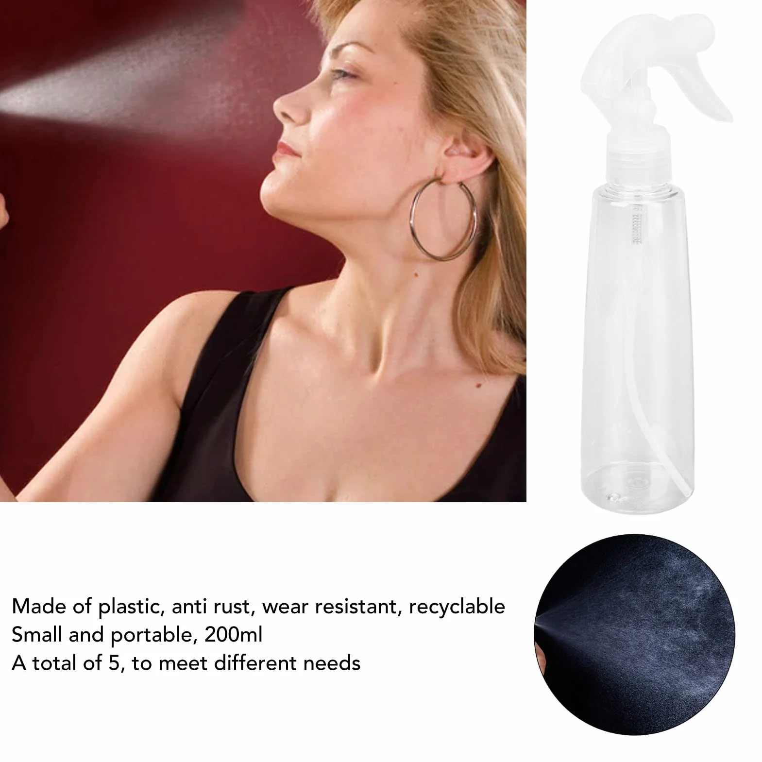 Butelka z rozpylaczem 200 ml plastikowa pusta mgła do czyszczenia