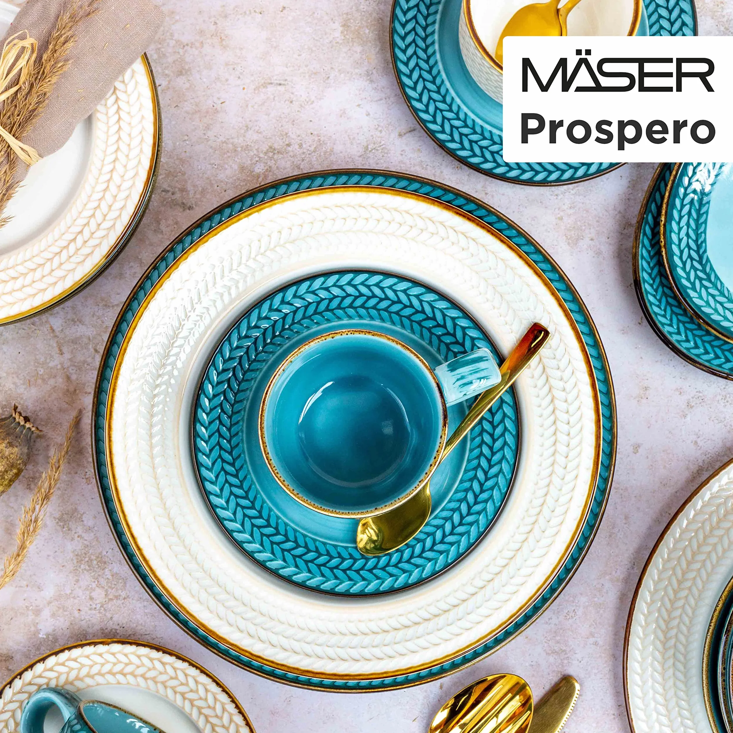 Prospero Premium serwis do kawy 12-częściowy porcelana niebieski