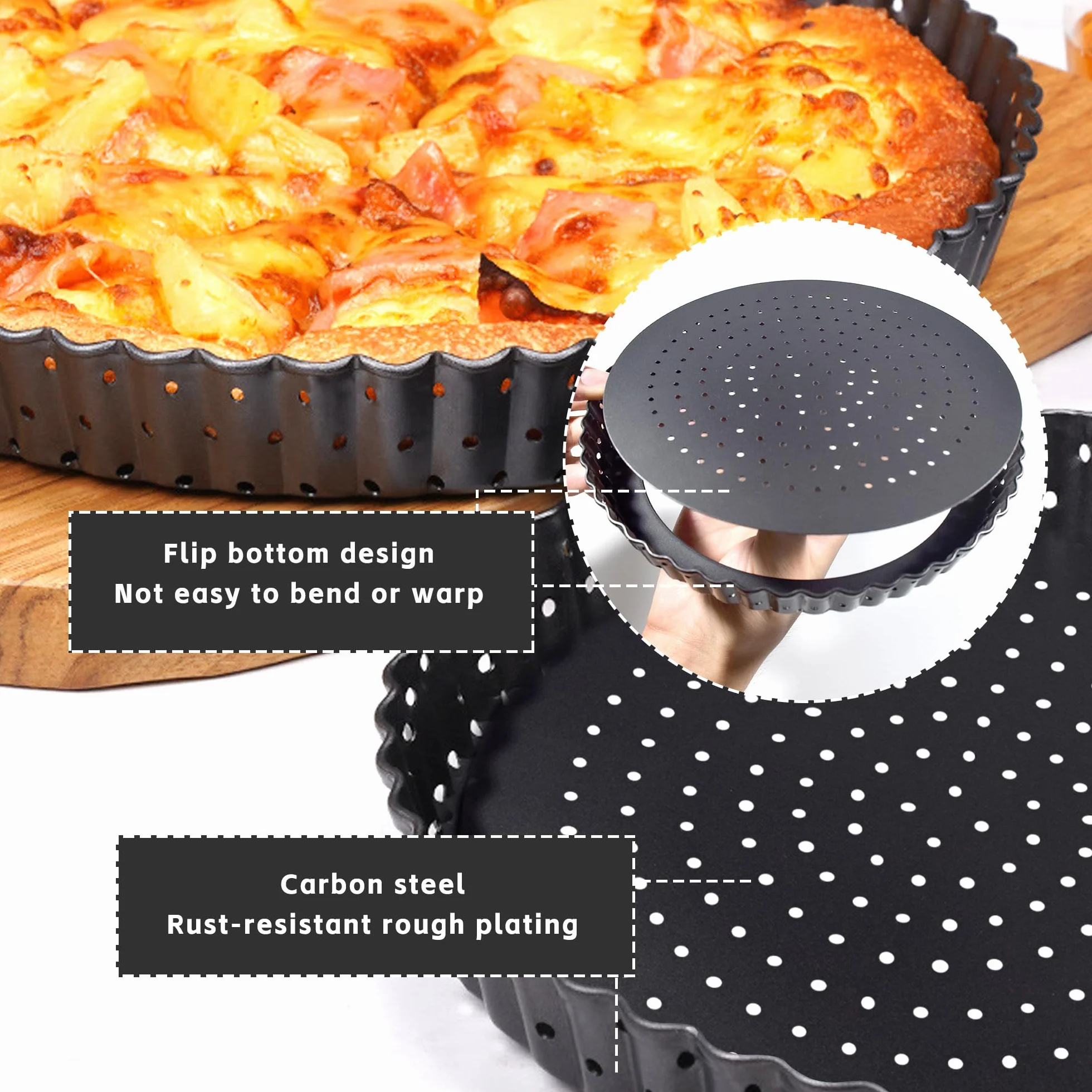 Foremki do quiche 30 cm, nieprzywierająca, ryflowana, z odpinanym dnem