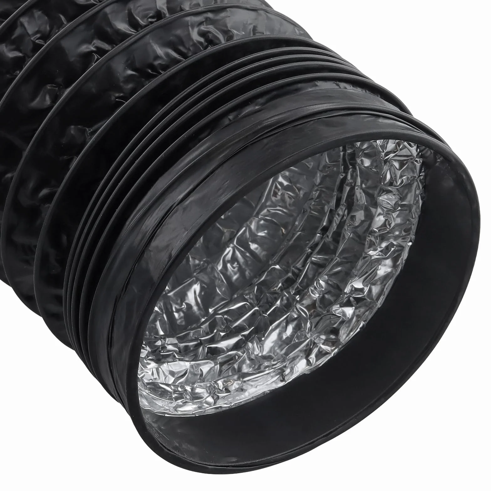 Rura wylotowa PCW 2 m x 100 mm, czarna, aluminiowa, elastyczna z 4 obejmami, wąż wentylacyjny Aluflex