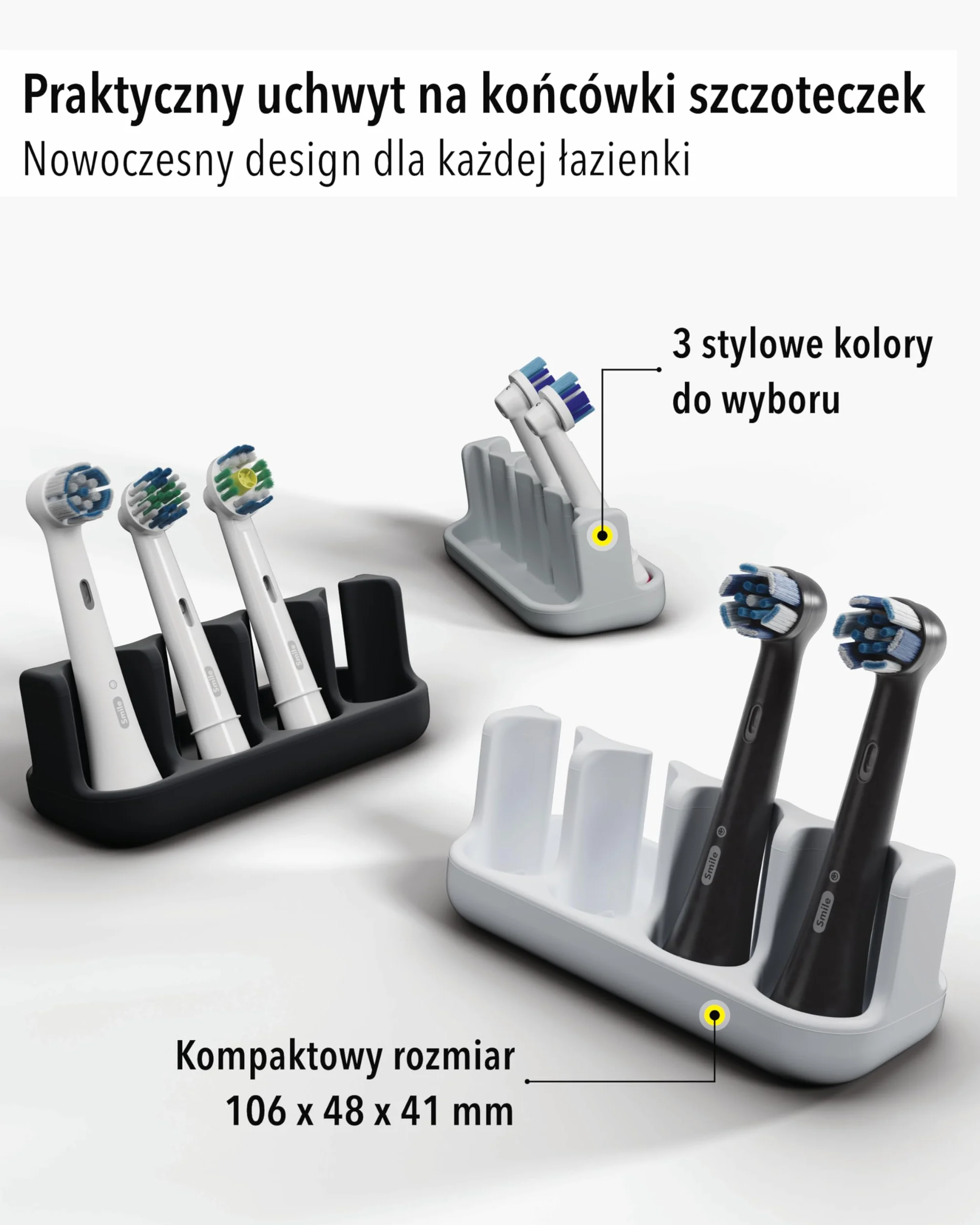 Qikfresh - Uchwyt na 4 końcówki do szczoteczek - Kompatybilny z Oral-B, iO, Philips Sonicare, Waterpik, Fairywill - Silikon spożywczy (Biały)