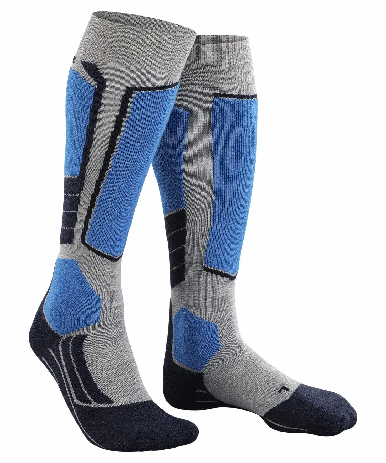 FALKE Mężczyźni Skarpety narciarskie SK2 Intermediate Wool M Kh Oddychający I Szybkoschnący ciepłe grube 1 Para, Szary Light Grey 3400, 39-41