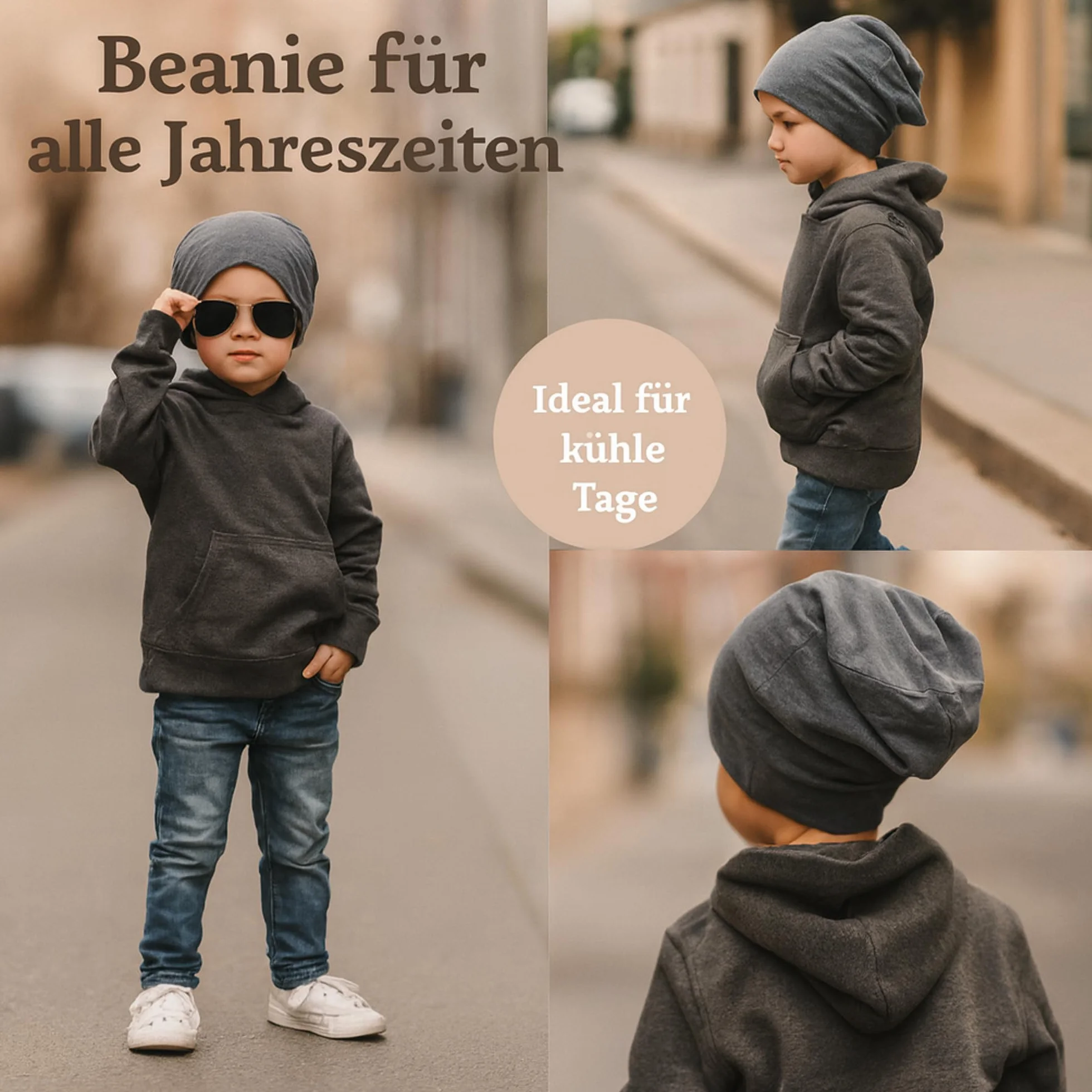 Czapka dziecięca typu Slouch Beanie Miobo, bawełniana, kolor pomarańczowy-48