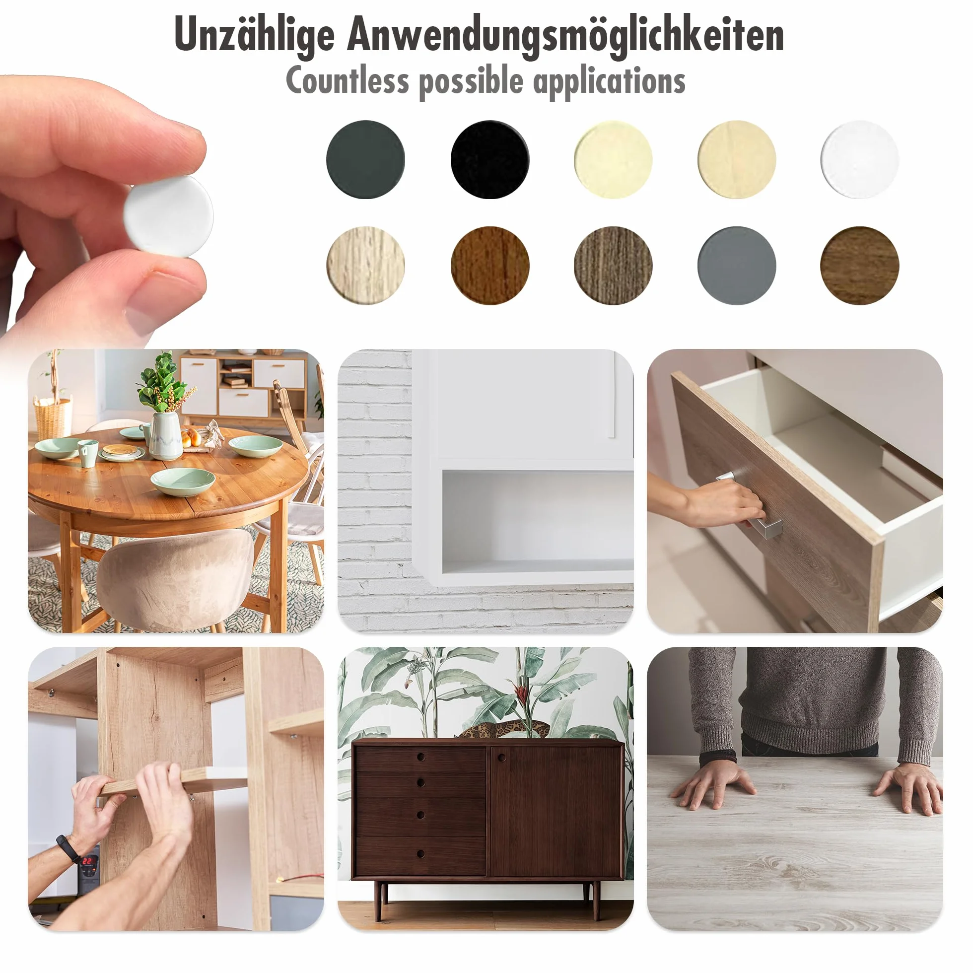 Naklejki na meble 28 szt. średnica 20 mm zimna biel