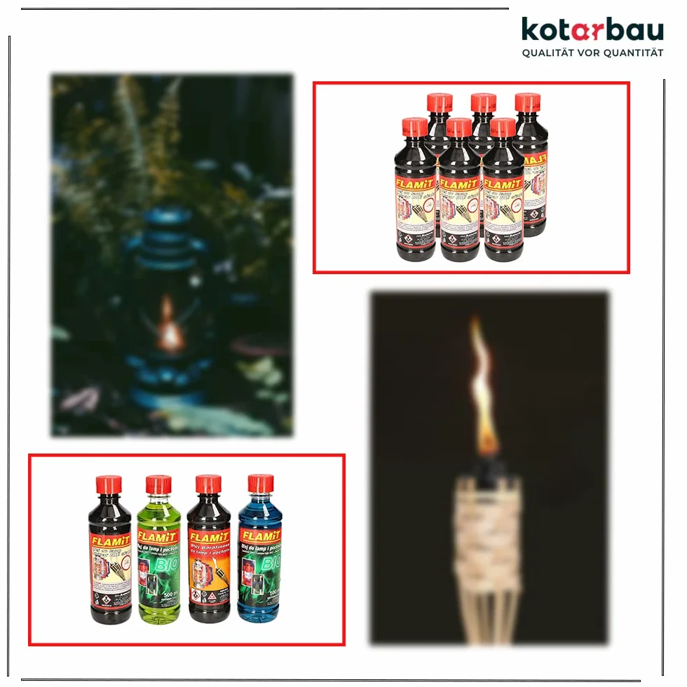 KOTARBAU Zestaw 6 naftowych lamp olejowych 500 ml oleju do pochodni ogrodowych