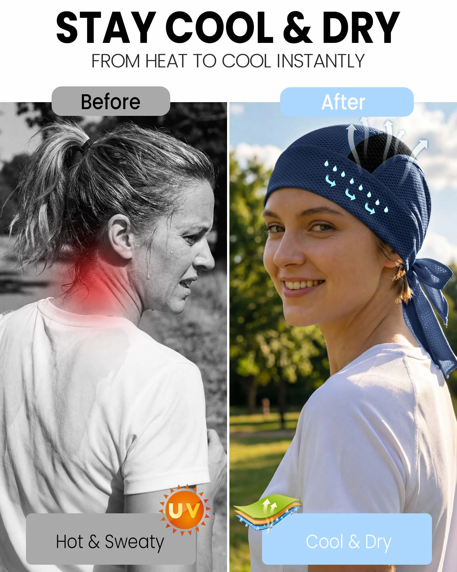 GXCROR Chłodząca czapka z czaszką Durag Bandana, odprowadzająca pot chusta na głowę do jazdy na rowerze, biegania, motocykla, oddychająca szmatka Doo