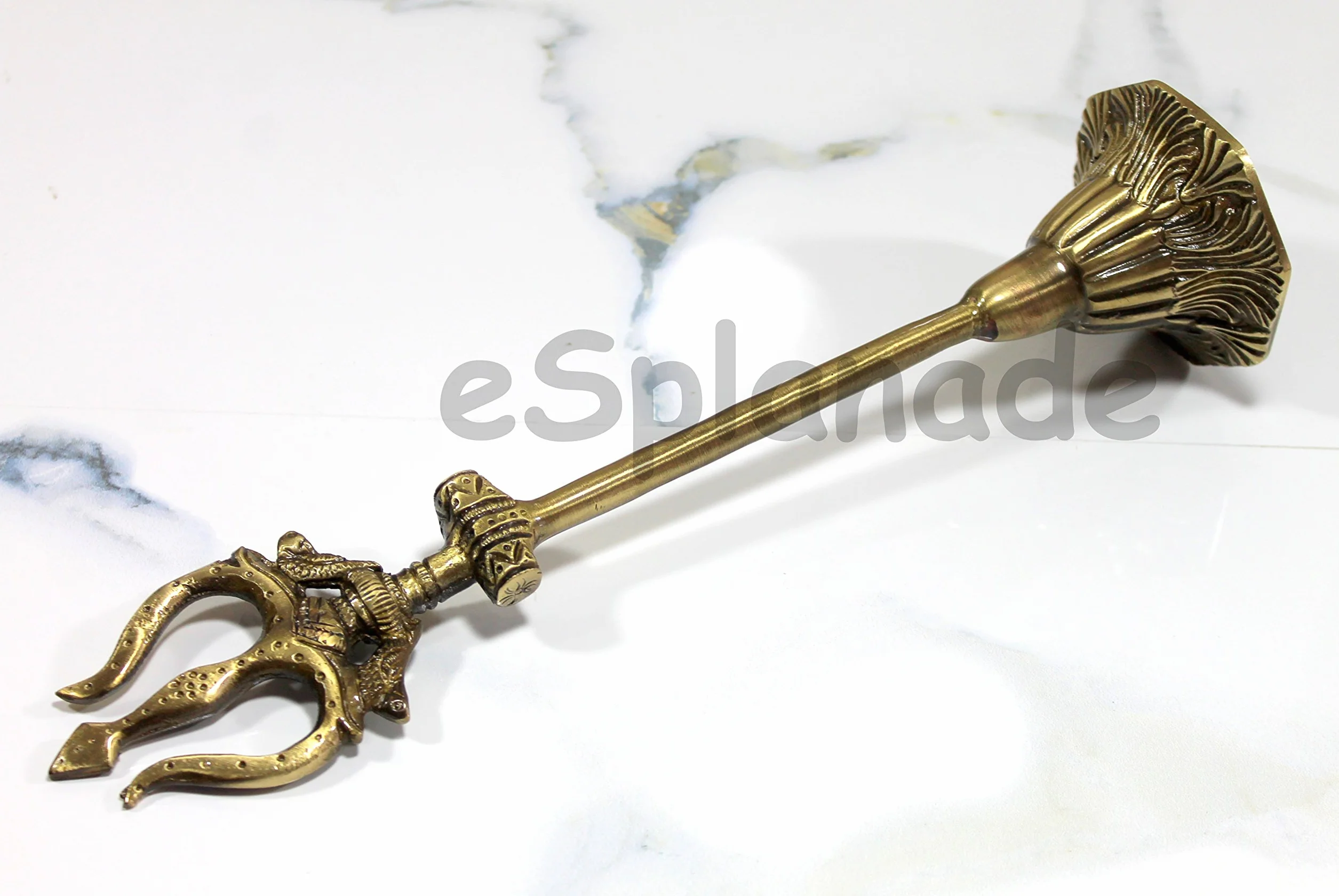 ESPLANADE Mosiężny trójząb Shiva Shiv Bholenath Trishul z Damru - 28 cm