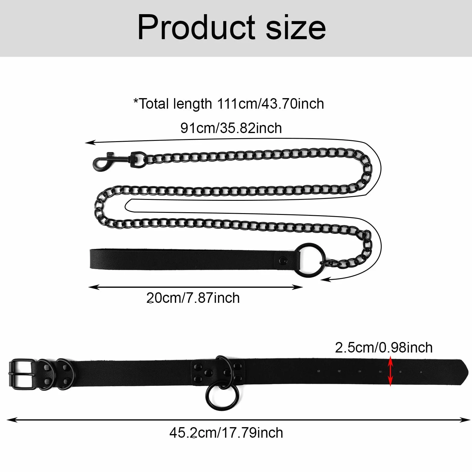 Czarny choker punkowy ze skóry PU z łańcuszkiem O-ring dla mężczyzn i kobiet, seksowny gotycki choker, regulowany, Halloween Cosplay