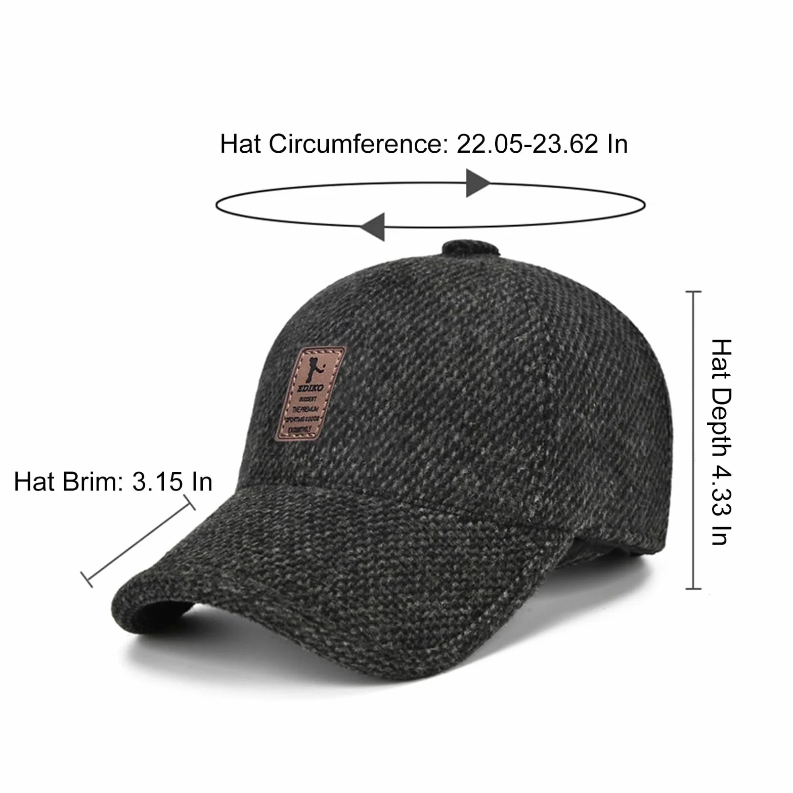 Składana Ochrona Uszu Pełna Czapka,Zimowa Czapka Baseballowa Z Nausznikami,Czapka Bejsbolowa Z Klapkami Na Uszy,Męska Czapka Outdoorowa Na Zimę,Sportowa Czapka Old School Style Dad Hat,Outdoor,Kiuiom