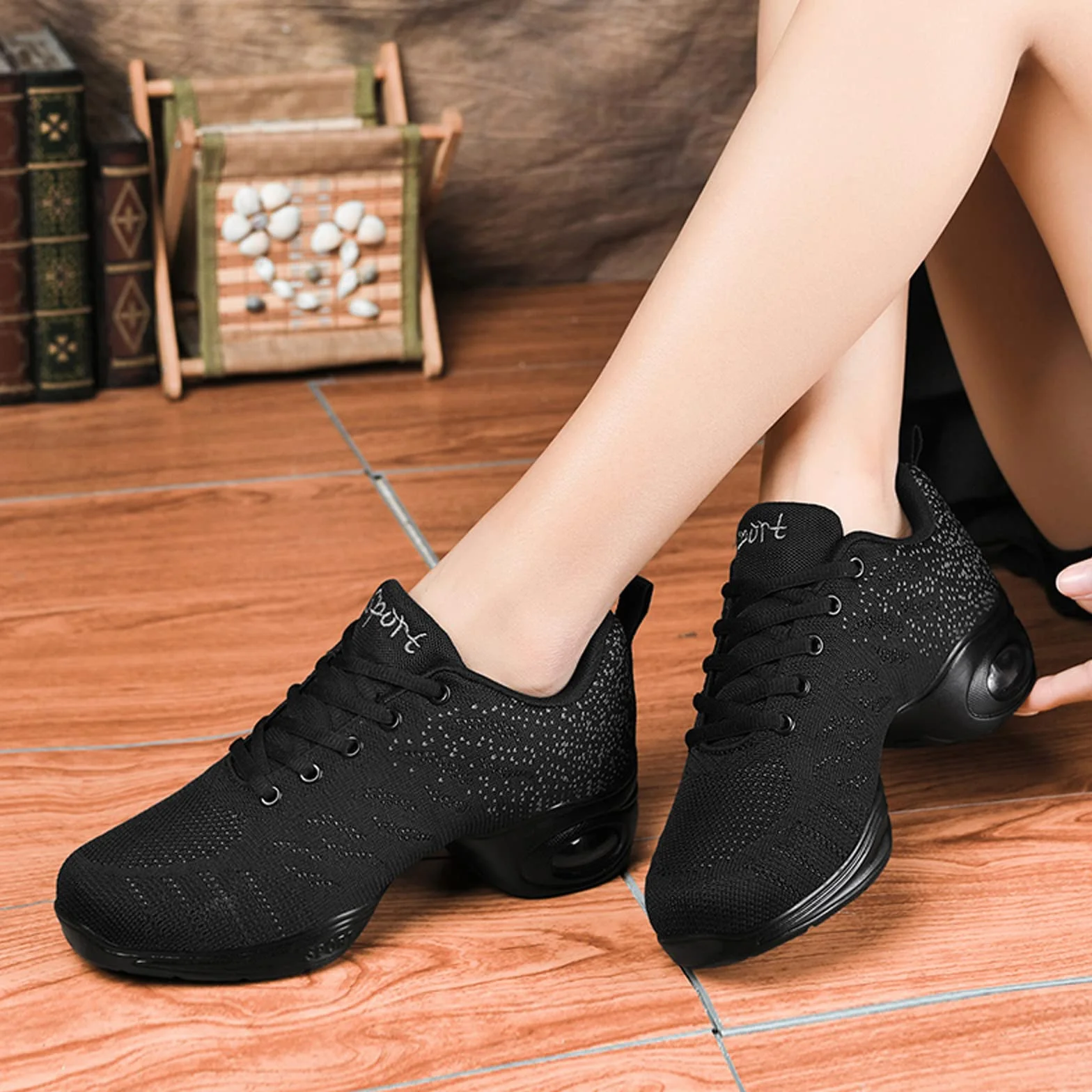 CERYTHRINA Damskie buty jazzowe, sznurowane trampki, nowoczesne buty do tańca, na platformie, do chodzenia, tańca