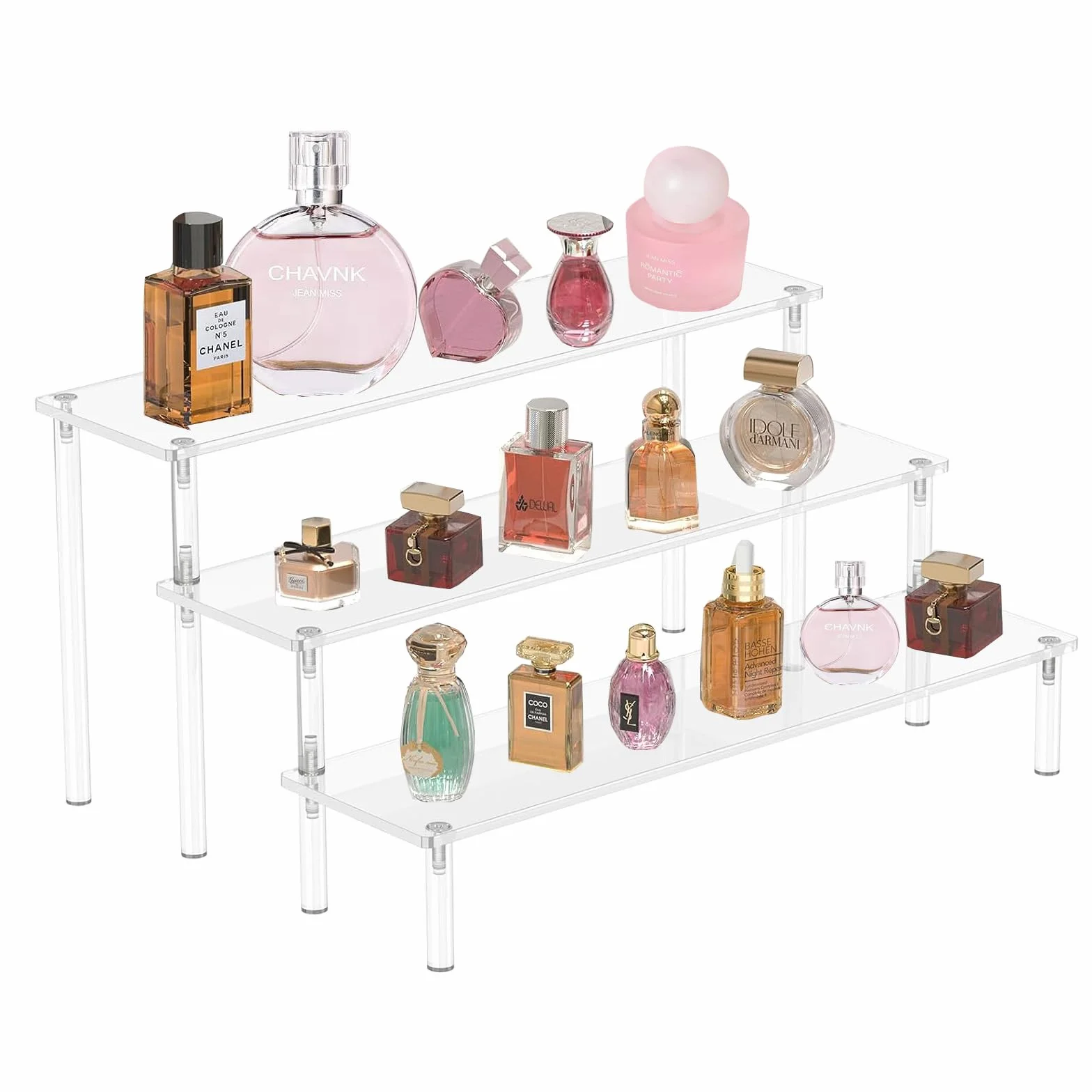 Akrylowe stojaki ekspozycyjne 3-poziomowy organizer na perfumy przezroczysty
