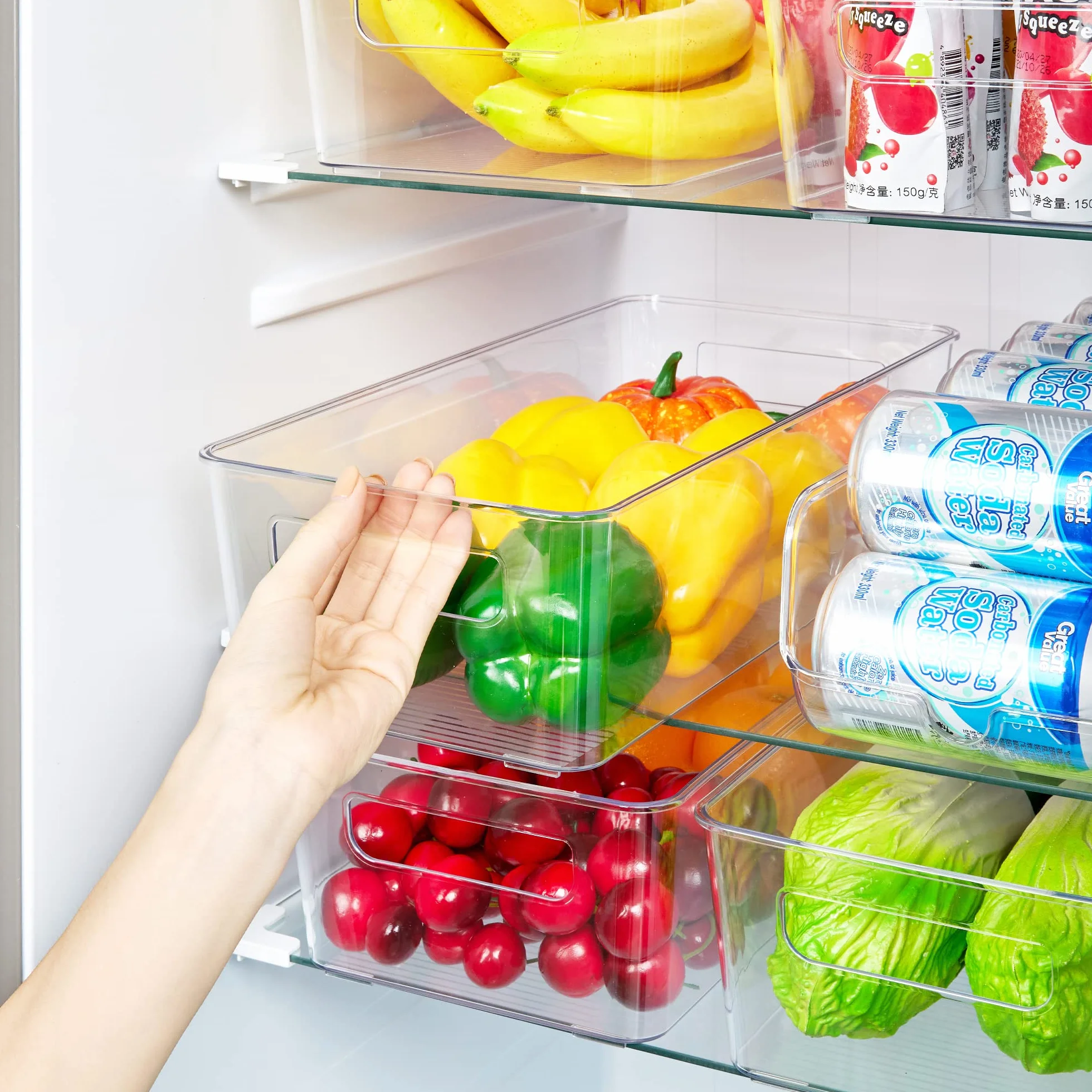 Vtopmart Pojemniki na lodówkę - przezroczyste plastikowe pojemniki do przechowywania do kuchni, spiżarni, łazienki i szafki