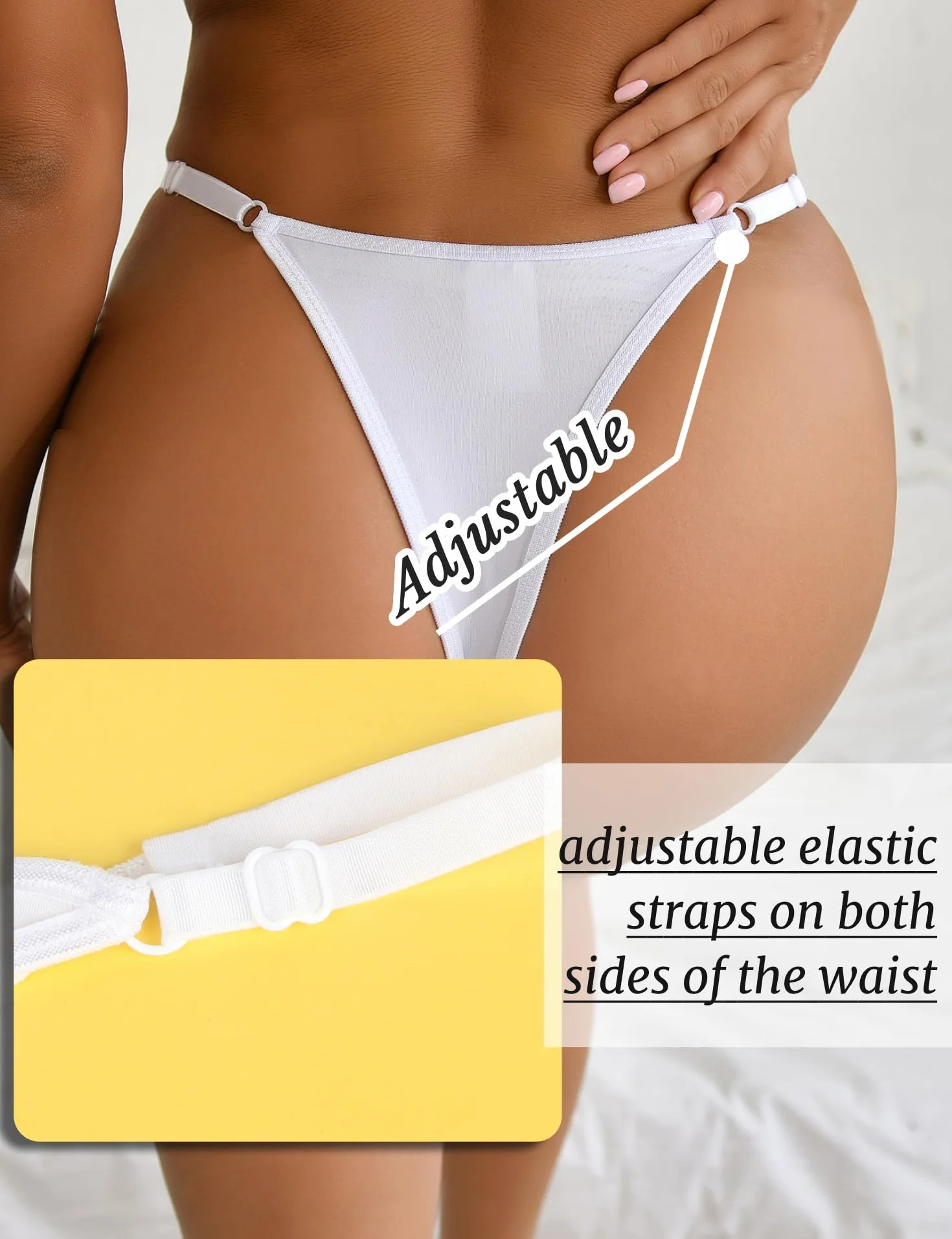comeondear Seksowne stringi G dla kobiet ze strasem, delikatny haft, bielizna erotyczna, duże rozmiary, brazylijskie majtki, bielizna erotyczna, zakrzywione mikrobikini, regulowane mini stringi z tyłu
