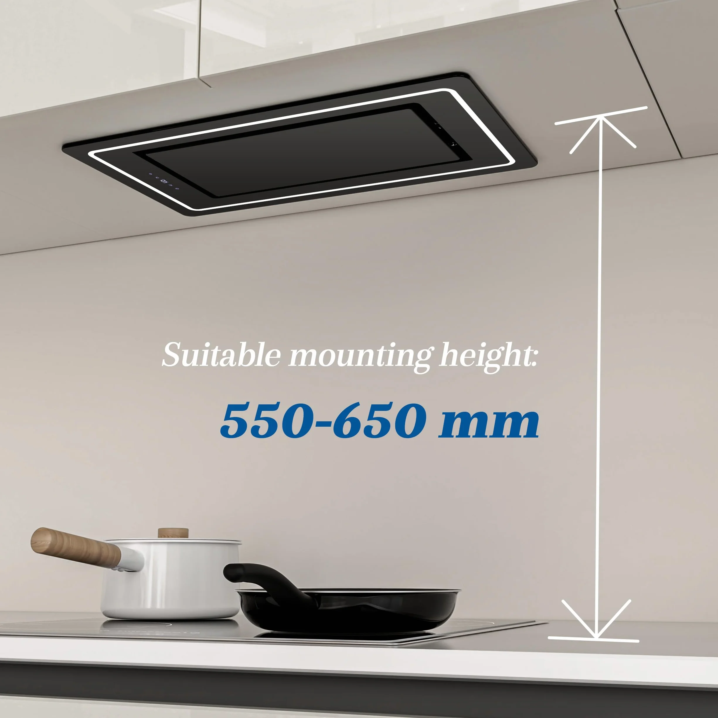 FIREGAS Okap kuchenny do zabudowy 52 cm 450 m³/h klasa A+ sterowanie dotykowe LED