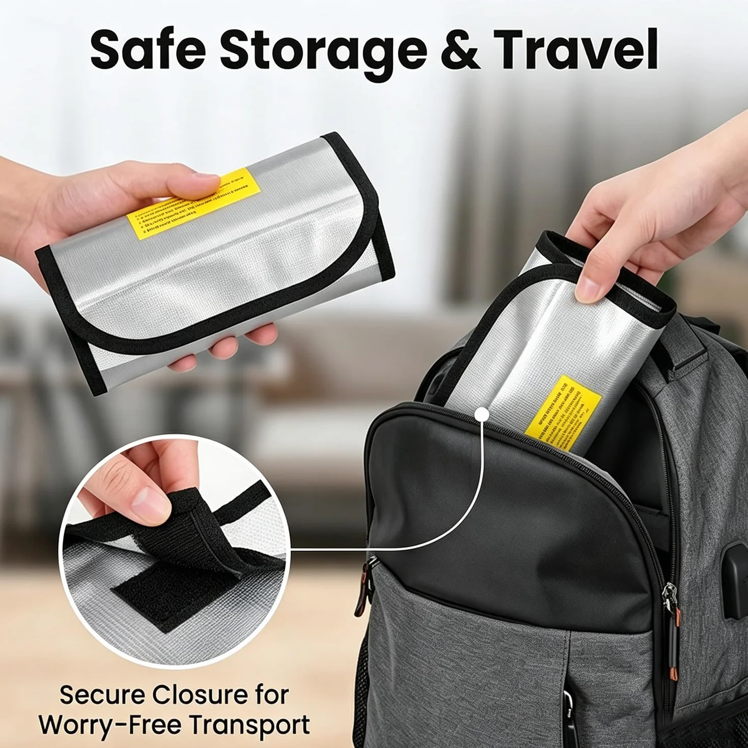 Ognioodporna torba na baterie, ochrona przeciwwybuchowa, Lipo Safe Bag do przechowywania i transportu – odporna na wysokie temperatury (1100°C) – idealna do akumulatorów e-bike LiPo, litowo-jonowych