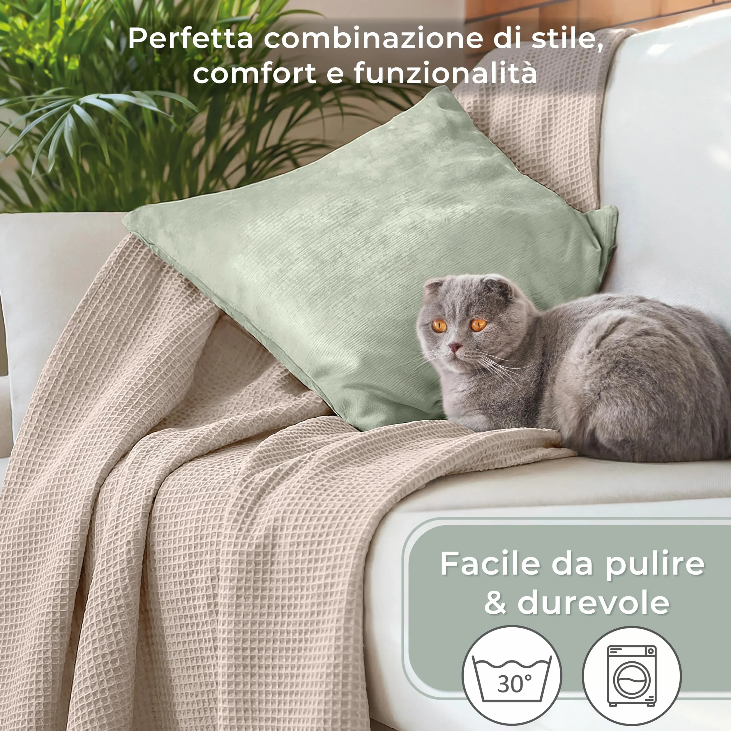 LAYNENBURG Narzuta klasy premium, 220 x 240 cm (rozmiar XXL), 100% bawełny o strukturze waflowej, lekka narzuta na łóżko, sofę, beżowa