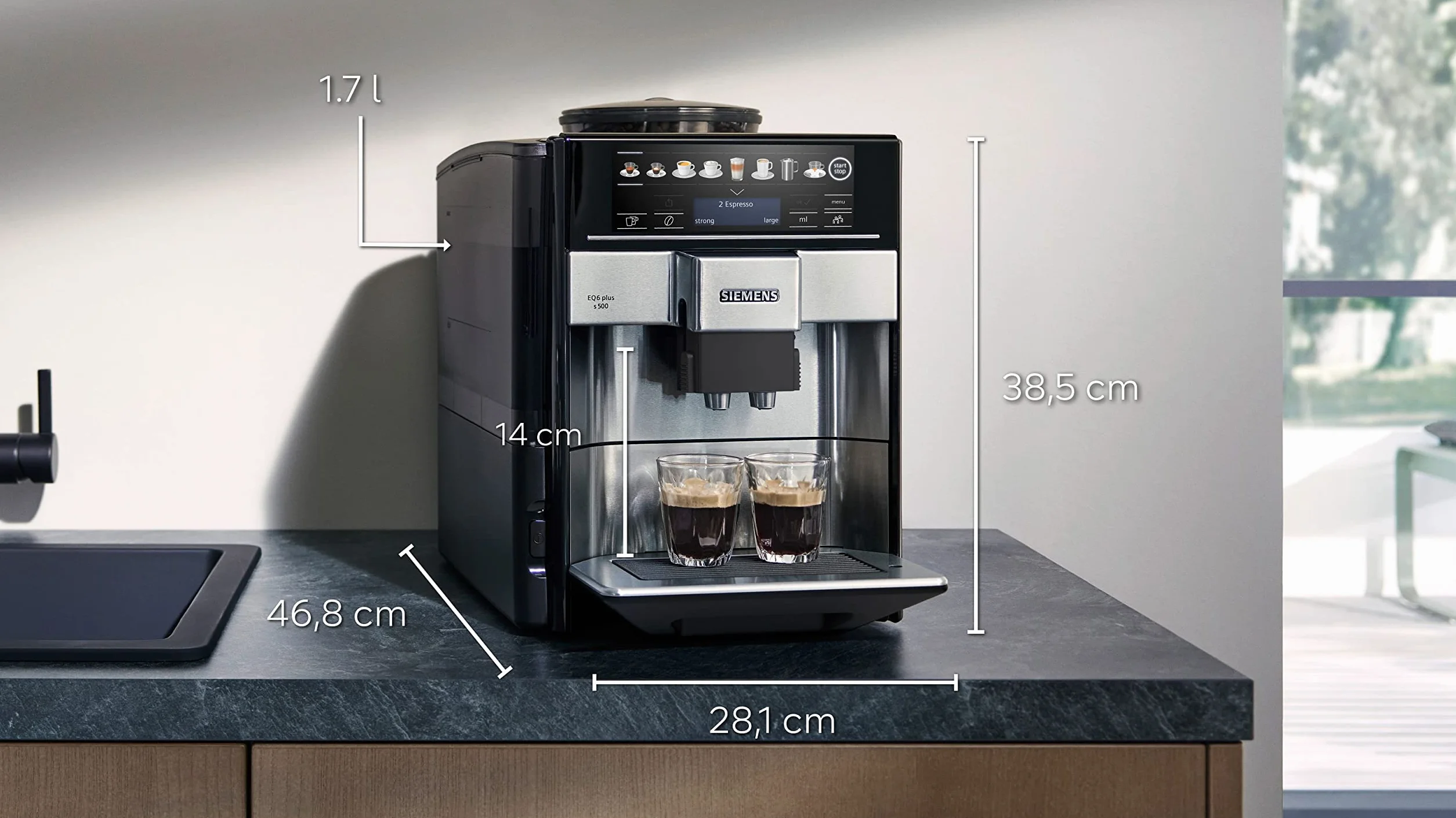 Siemens TE655203RW EQ.6 plus s 500 Automatyczny Ekspres Do Kawy, 1500 W, 1.7 L, Czarno/Srebrny