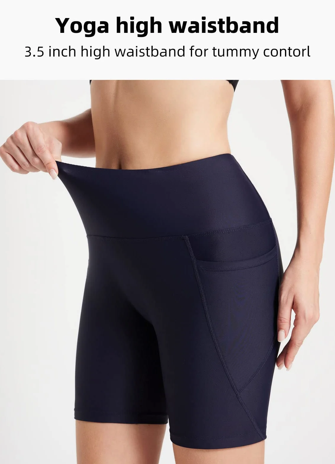 BALEAF Damskie szorty kąpielowe UPF50+, odporne na działanie chloru, wysoka talia, spodnie do pływania, z kieszeniami