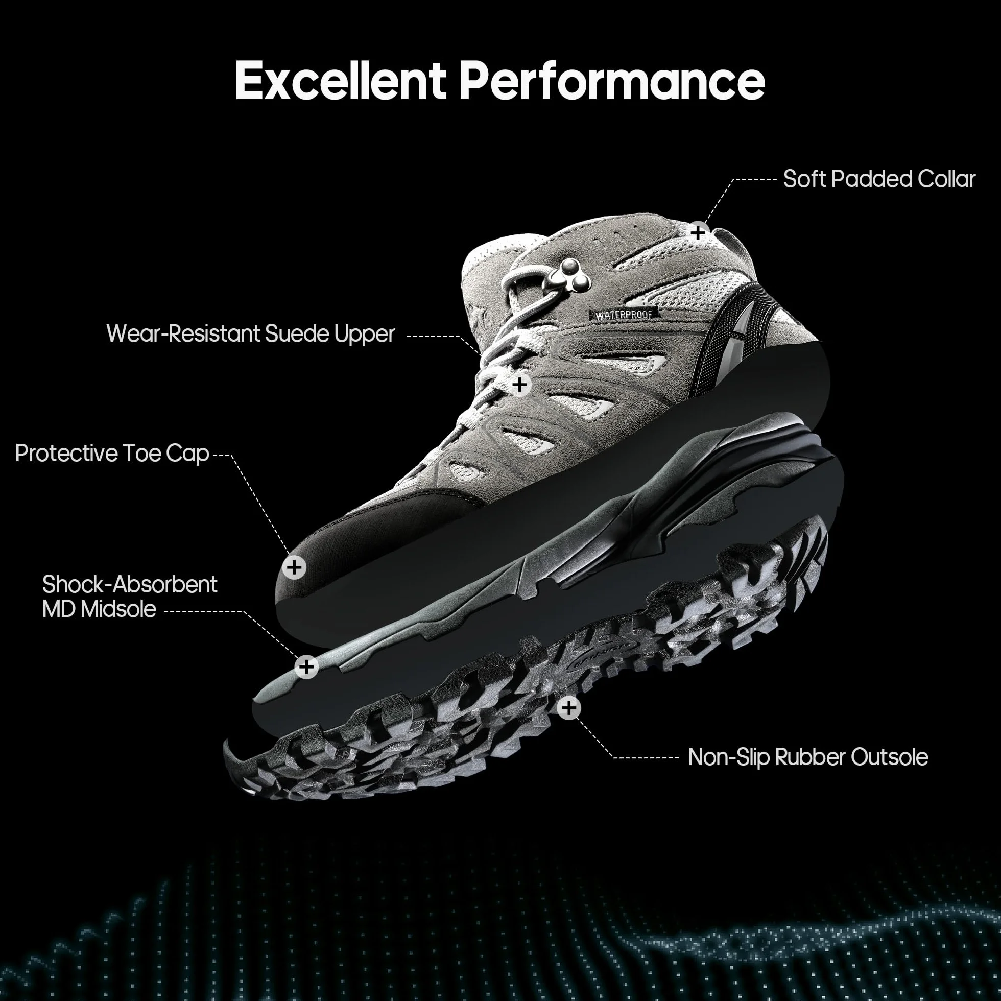 NORTIV 8 Damskie wodoodporne buty turystyczne outdoorowe szlak trekkingowy kemping buty turystyczne, jasnoszary, 7