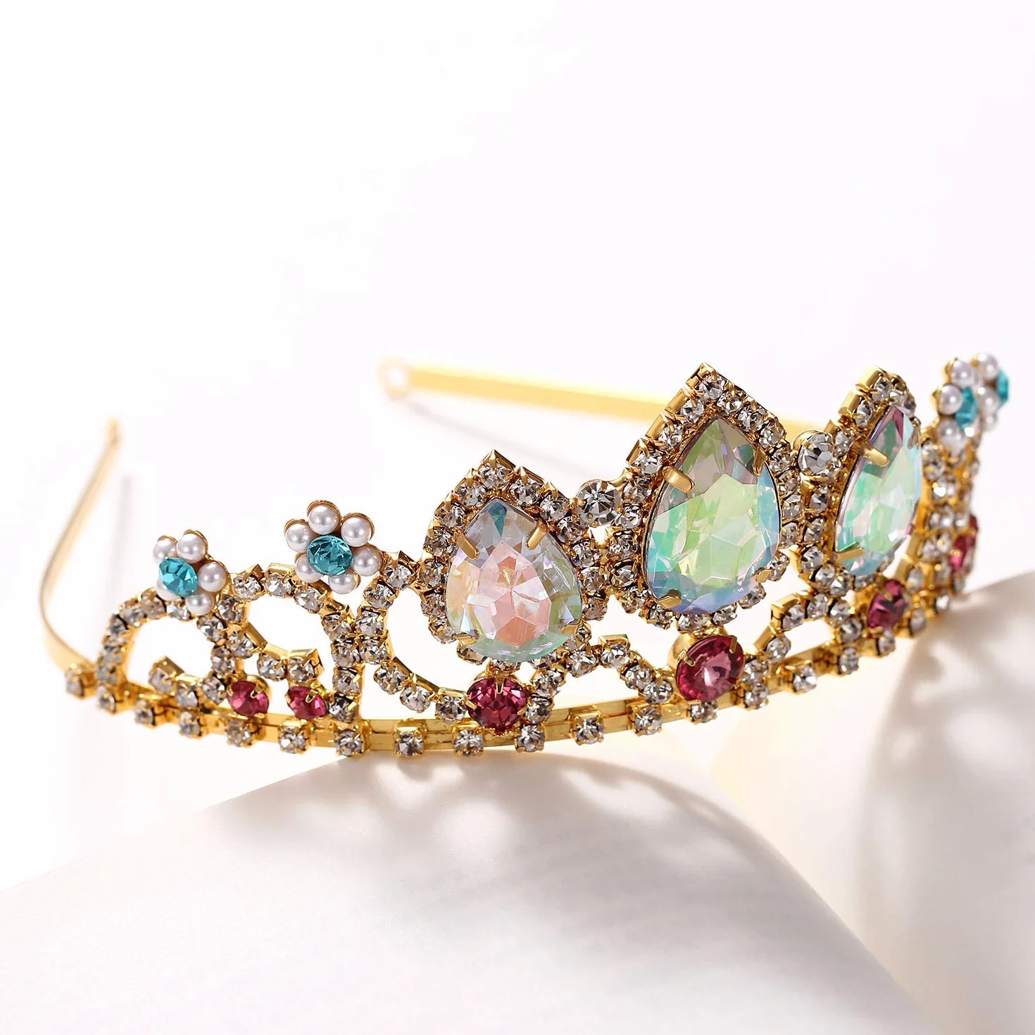 Pretty Rapunzel Tiara Aurora Borealis Stein Sparkly Gold Tiara Prinzessin Krone Tangled Kostüm Süßes Geschenk für Mädchen
