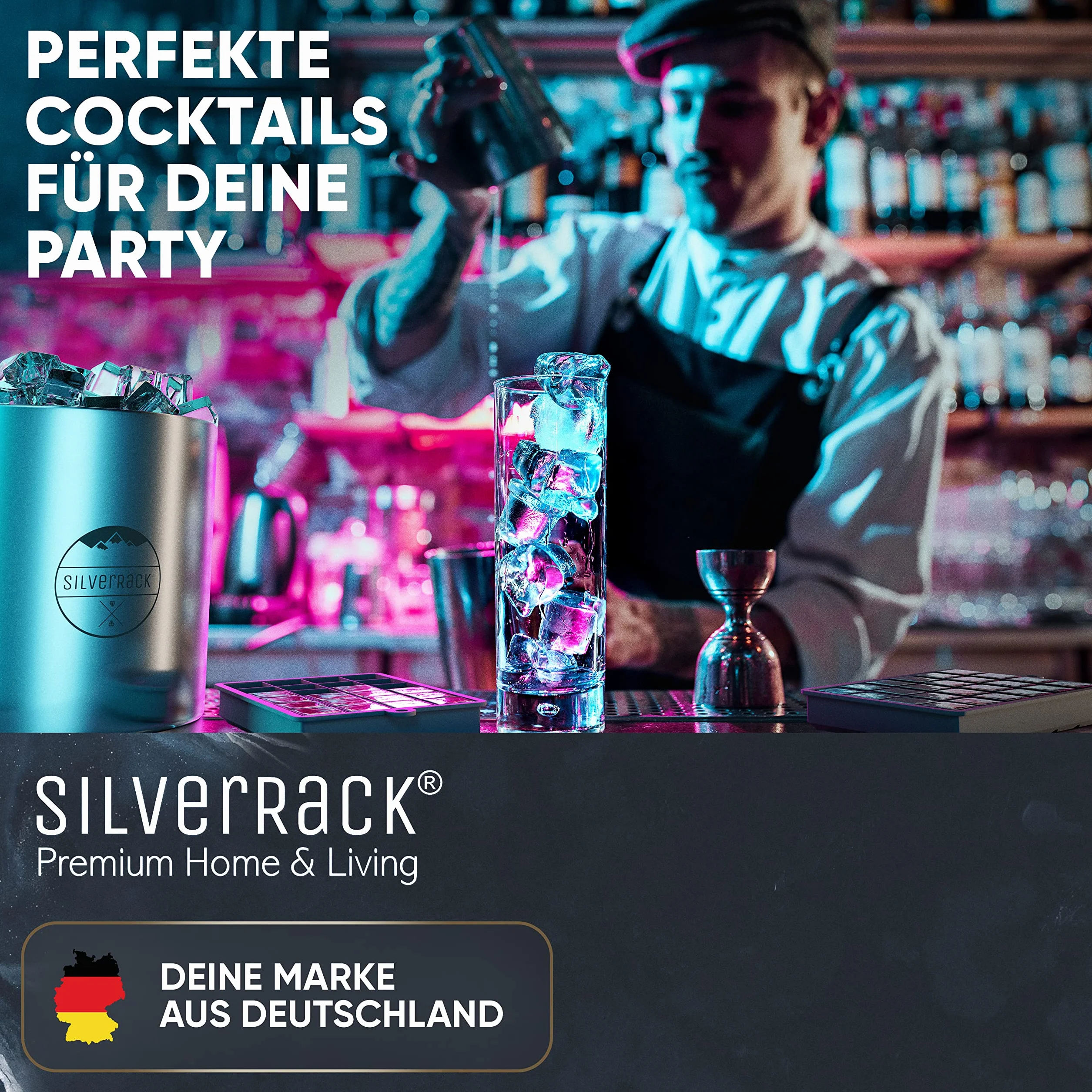 SilverRack silikonowa forma na kostki lodu 2x24 25mm tacka do whisky koktajli soku