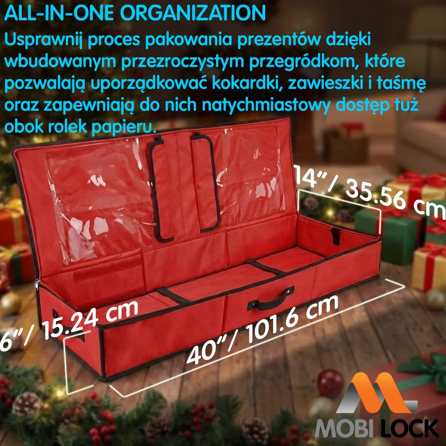 Mobi Lock Pudełko do Przechowywania Papieru Składany Organizer Czerwony Prostokątny z Zamkiem Mieści 24-30 Rulonów