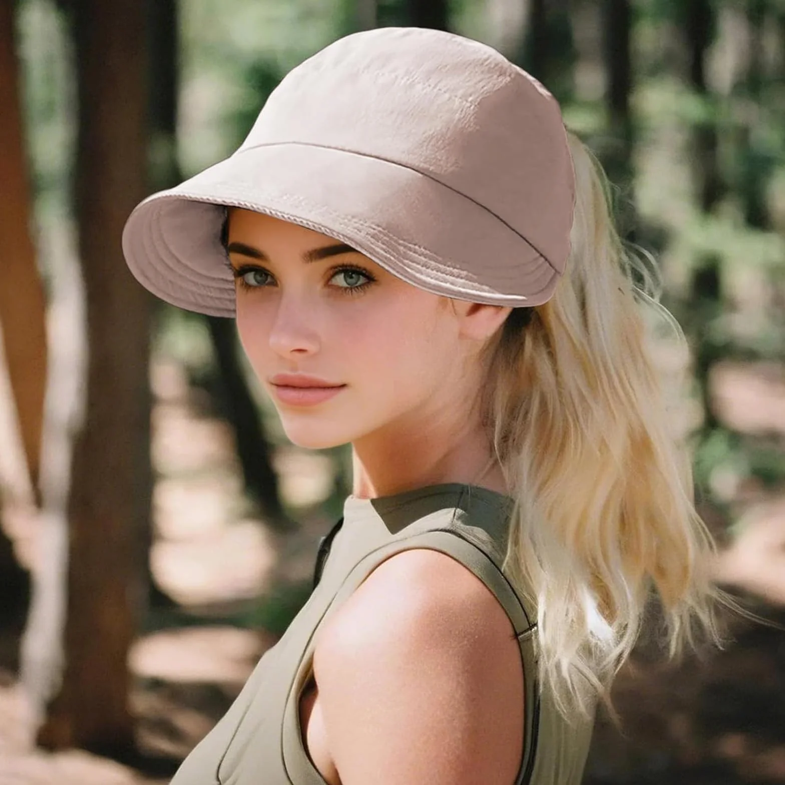 Damski kapelusz przeciwsłoneczny ochrona UV 50, outdoorowa ochrona przed promieniowaniem UV Hollow Top Sun Hat, damska czapka bejsbolowa z otworem na kucyk, składana, odpowiednia do aktywności