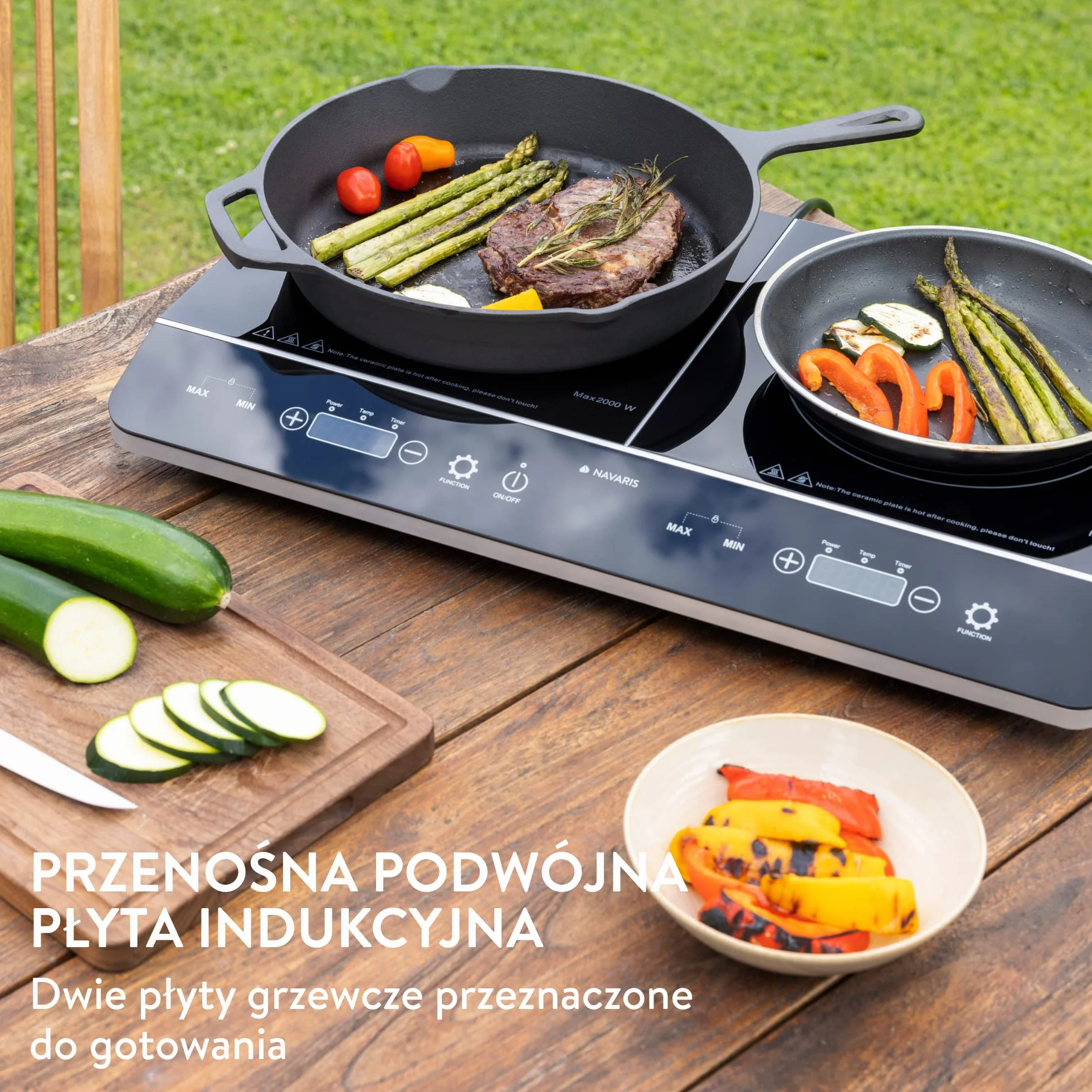 Navaris Podwójna P?yta Indukcyjna 3500 Watt 2 P?yty Grzewcze Z Timerem Wy?wietlacz Dotykowy Wykrywanie Garnków P?yta Indukcyjna Przeno?na