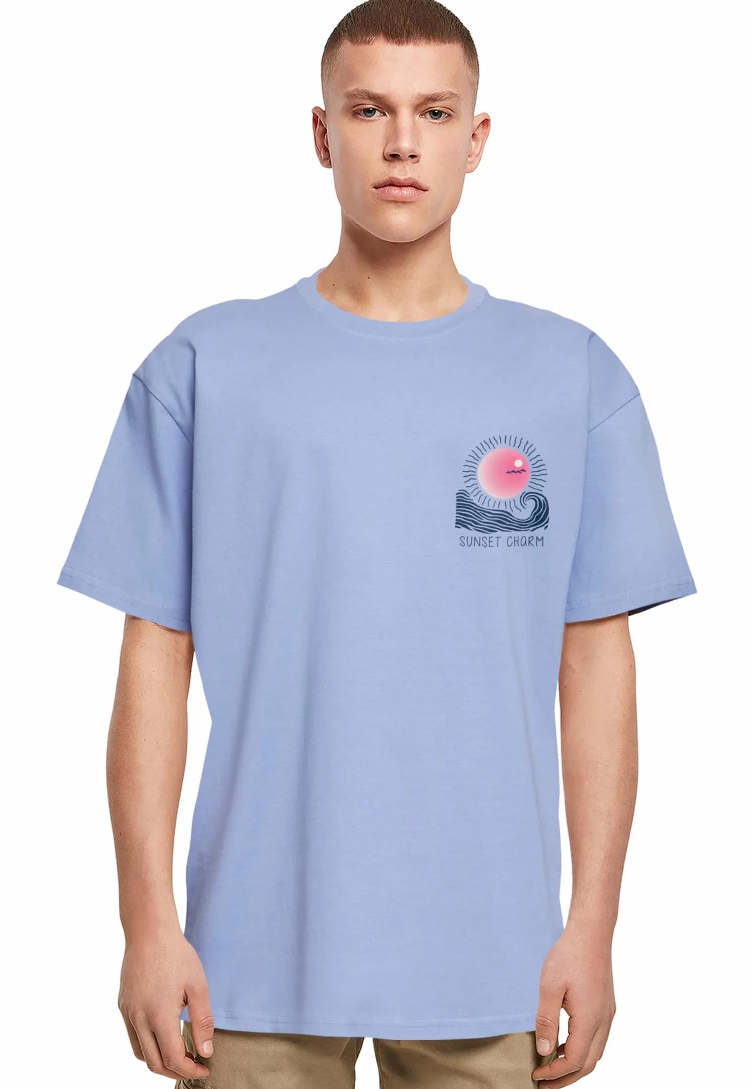 Merchcode Męski T-shirt 100% bawełna fioletowy L, Violablue, L