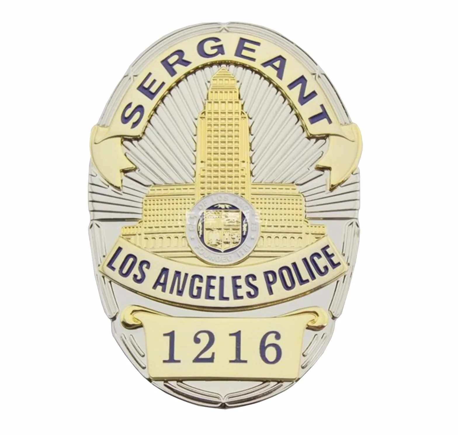 DOGOZ US LAPD sierżant Los Angeles policja 1216 odznaka z inkrustowanym skórzanym etui, rekwizyt do dekoracji kostiumu