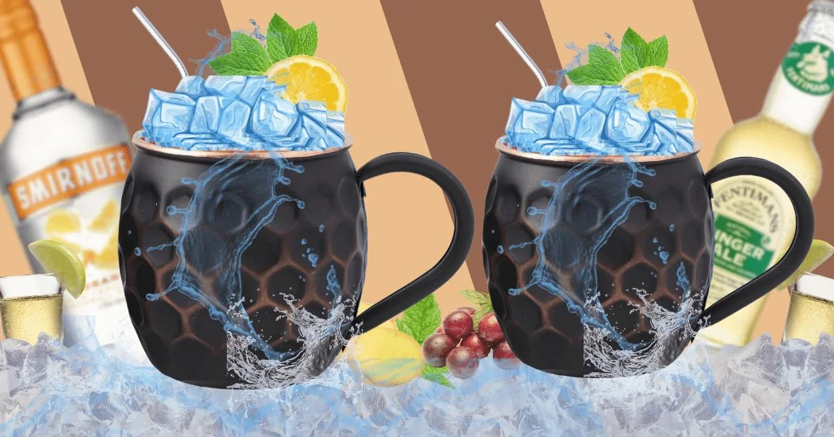 Staglife Moscow Mule czarny kubek o strukturze plastra miodu 473,6 g, zestaw 2 szt., z prawdziwej miedzi do picia mułów moskiewskich, ręcznie wykonane kubki miedziane, pudełko na prezent dla mężczyzn,