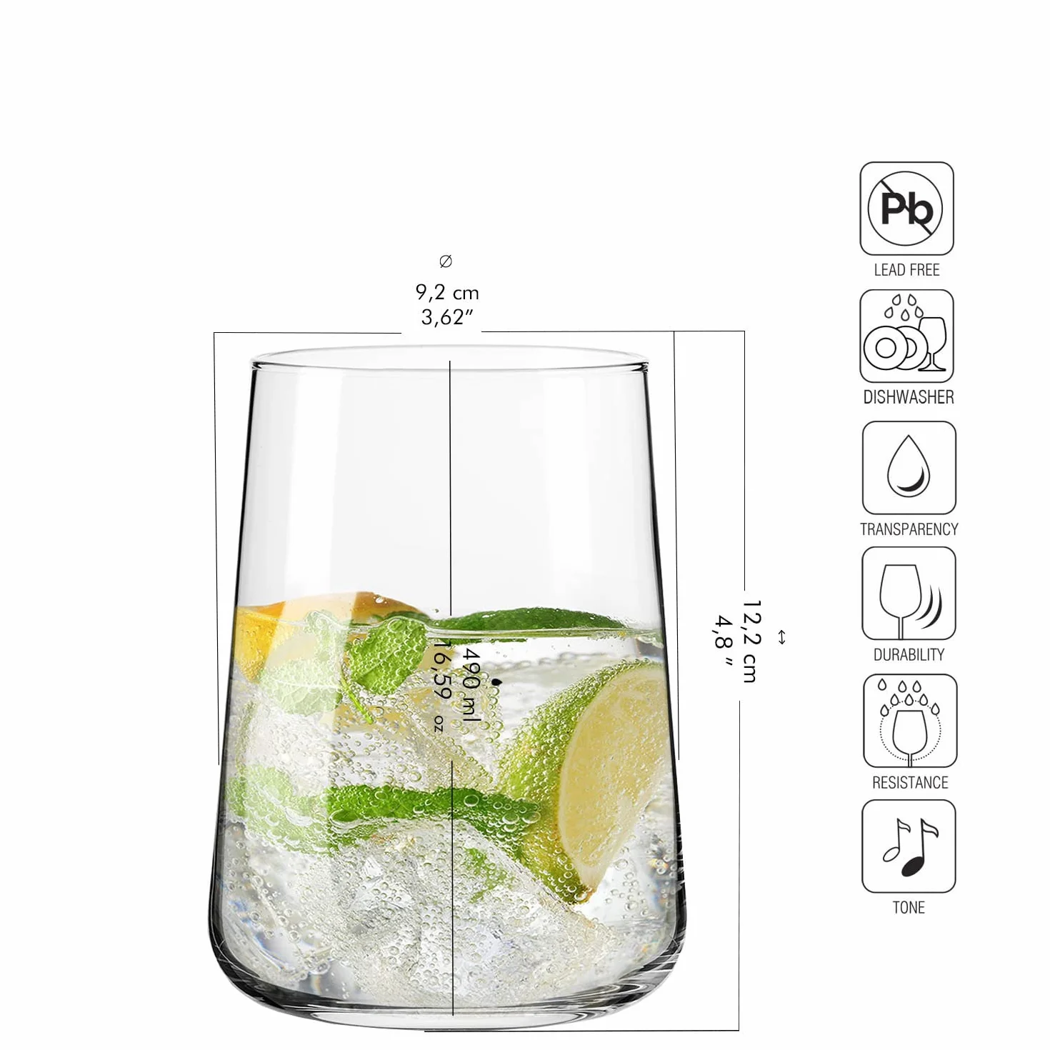 KROSNO Szklanki do wody 490 ml Komplet 6 sztuk Bezołowiowe szkło