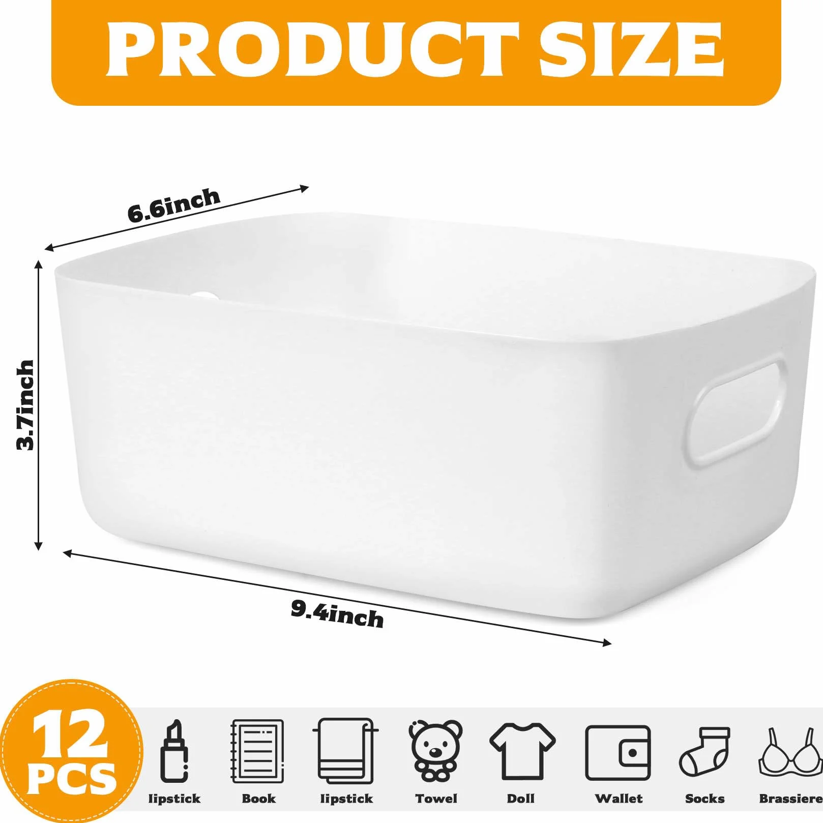 12 sztuk plastikowych pojemników, organizer do przechowywania, kosz do przechowywania w łazience, kostki do przechowywania plastikowe półki, kosze do przechowywania do kuchni szafki biurowej, biały